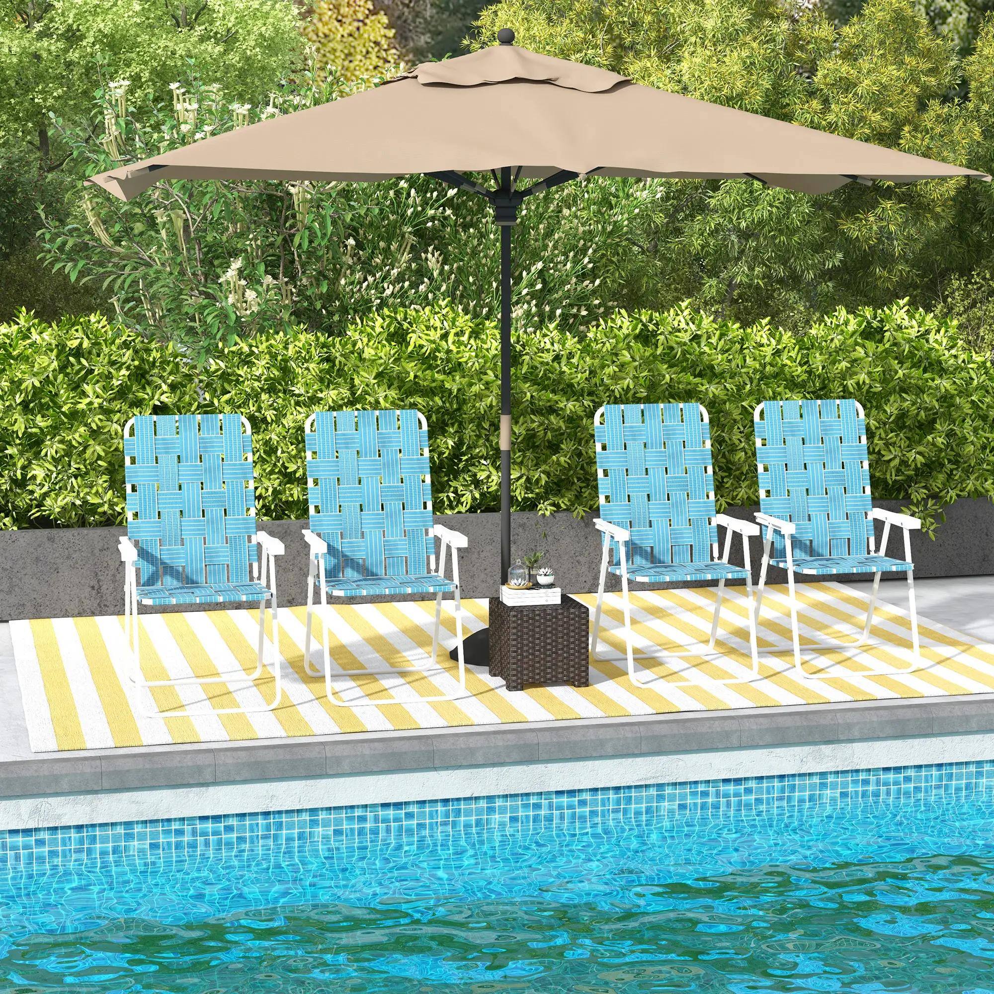 Left. Resenkos - Resenkos 4-Pack Folding Chairs, Durable Outdoor Camping Seats, Compact Lawn Chairs with Armrests, Blue - Blue.