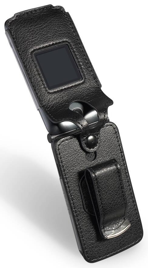 Alt View 3. Nakedcellphone - Vegan Leather Case with Belt Clip for Alcatel Go Flip V (2019) - Black.