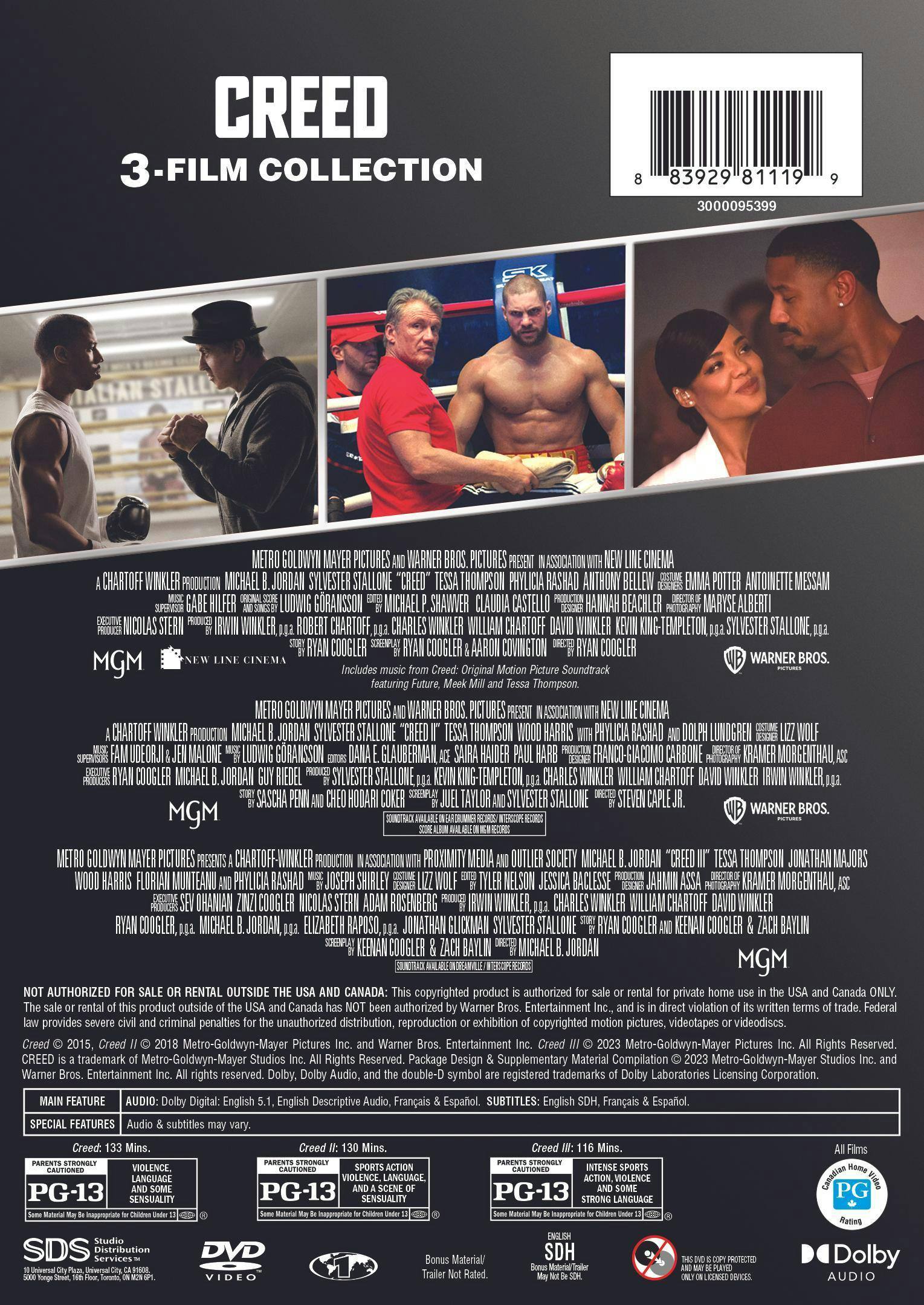 Back. Creed: 3-film Collection (Box Set) [DVD].
