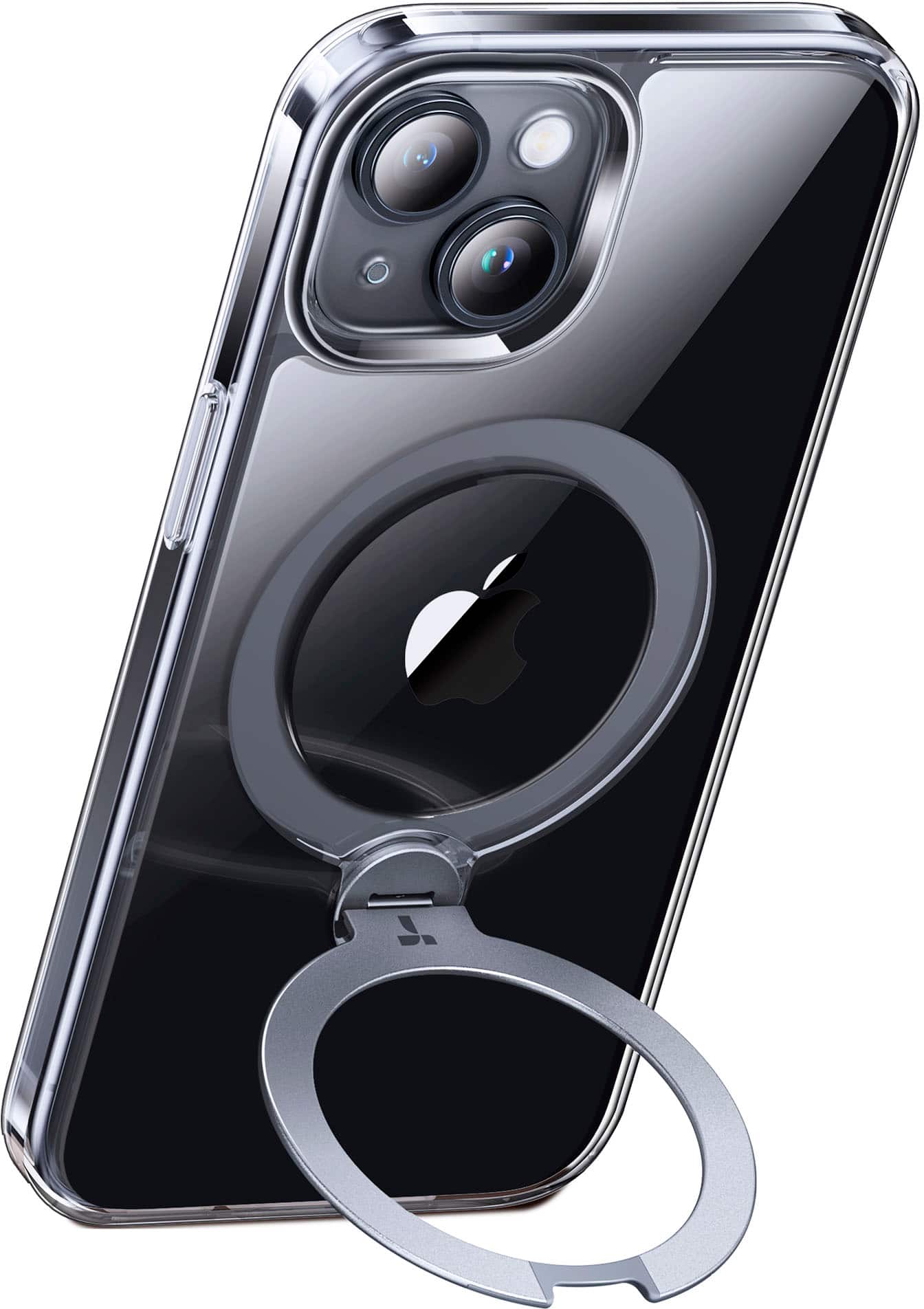 Alt View Zoom 1. TORRAS - UPRO Ostand Spin 360° Magnetic Stand Military Grade Shockproof & MagSafe-Compatible Case for Apple iPhone 15 - Clear.