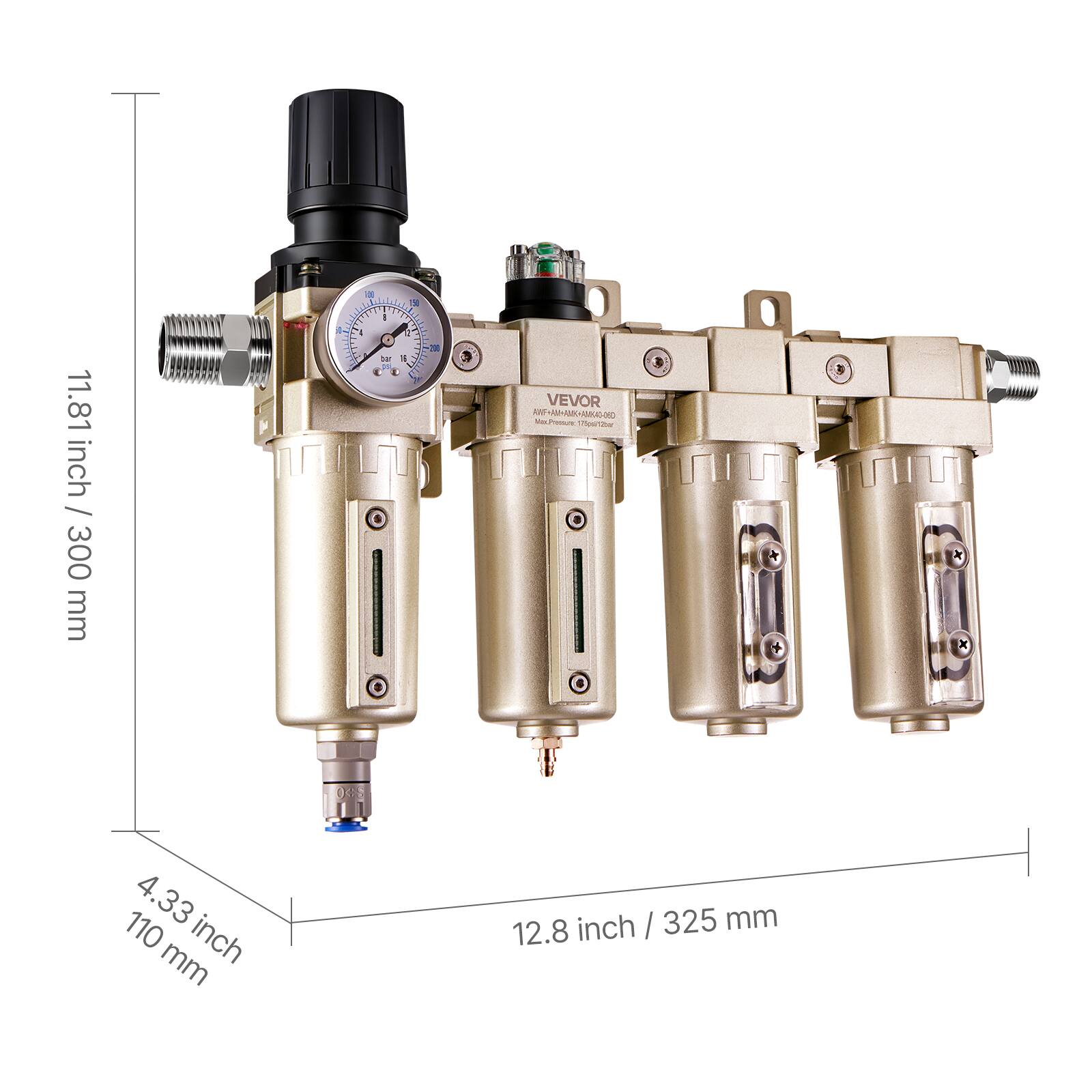 11.81 inch / 300 mm  
4.33 inch / 110 mm  
12.8 inch / 325 mm