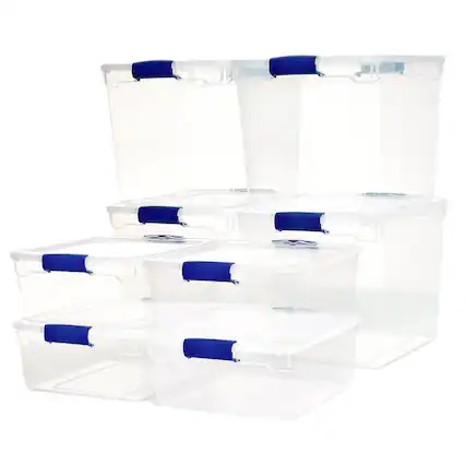 Front. Homz - Homz 31qt Clear Plastic Stackable Storage Containers, 4 Pack & 15.5qt, 4 Pack - Clear.