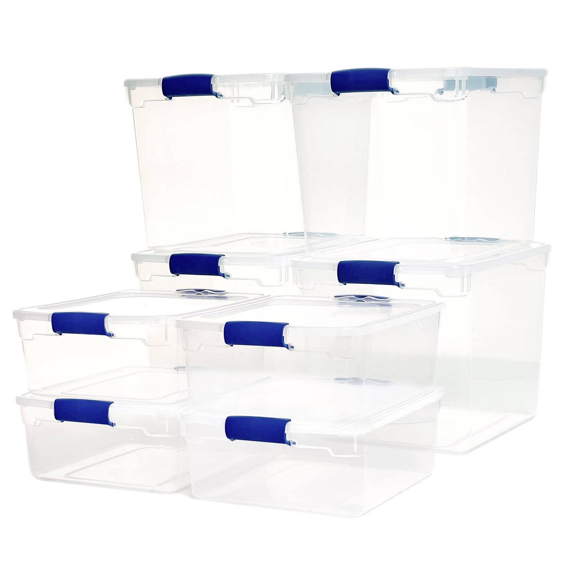 Front. Homz - Homz 31qt Clear Plastic Stackable Storage Containers, 4 Pack & 15.5qt, 4 Pack - Clear.