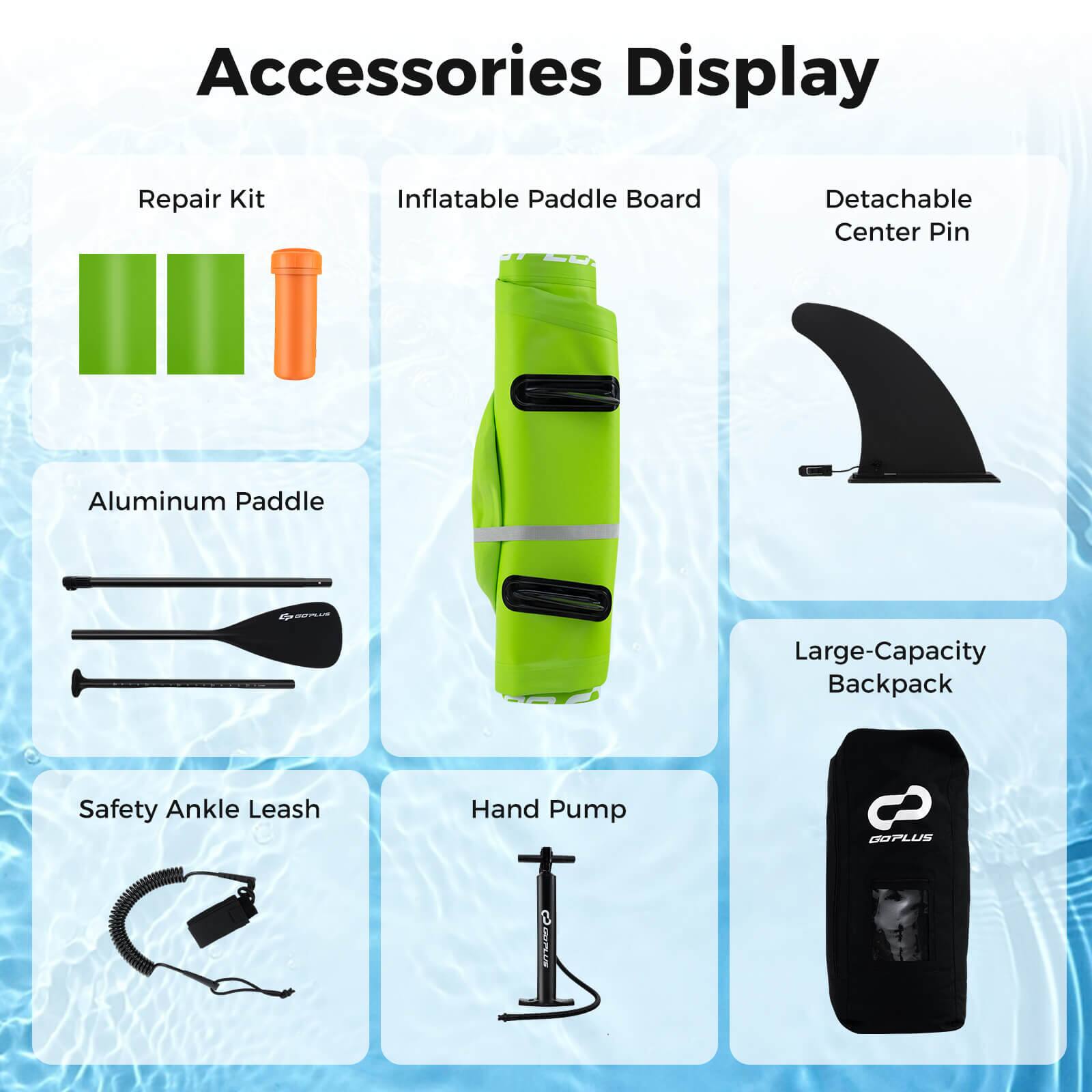 Accessories Display Repair Kit Inflatable Paddle Board Detachable Center Pin Aluminum Paddle Large-Capacity Backpack Safety Ankle Leash Hand Pump