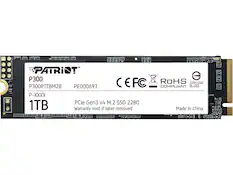 PATRIOT P300
P300P1TBM28
PE000693
ROHS COMPLIANT
D36204
RoHS
P-XXXX
1TB
PCIe Gen3 x4 M.2 SSD 2280
Warranty void if label removed
Made In China