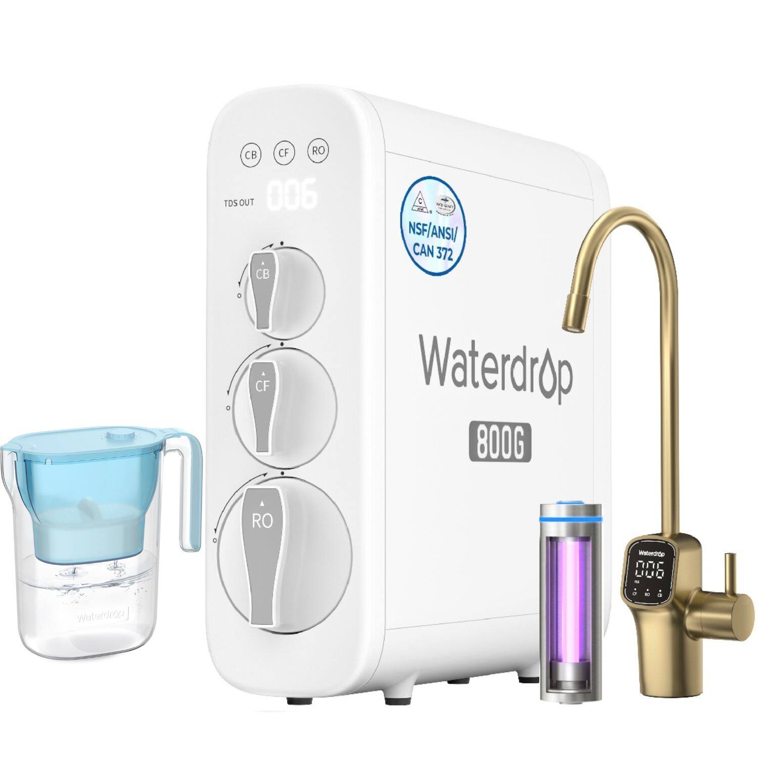 CB OF RO TOS OUT 006 CB CF  
NSF/ANSI/ CAN 372 Waterdrop 800G  
RO  
Waterdrop 100