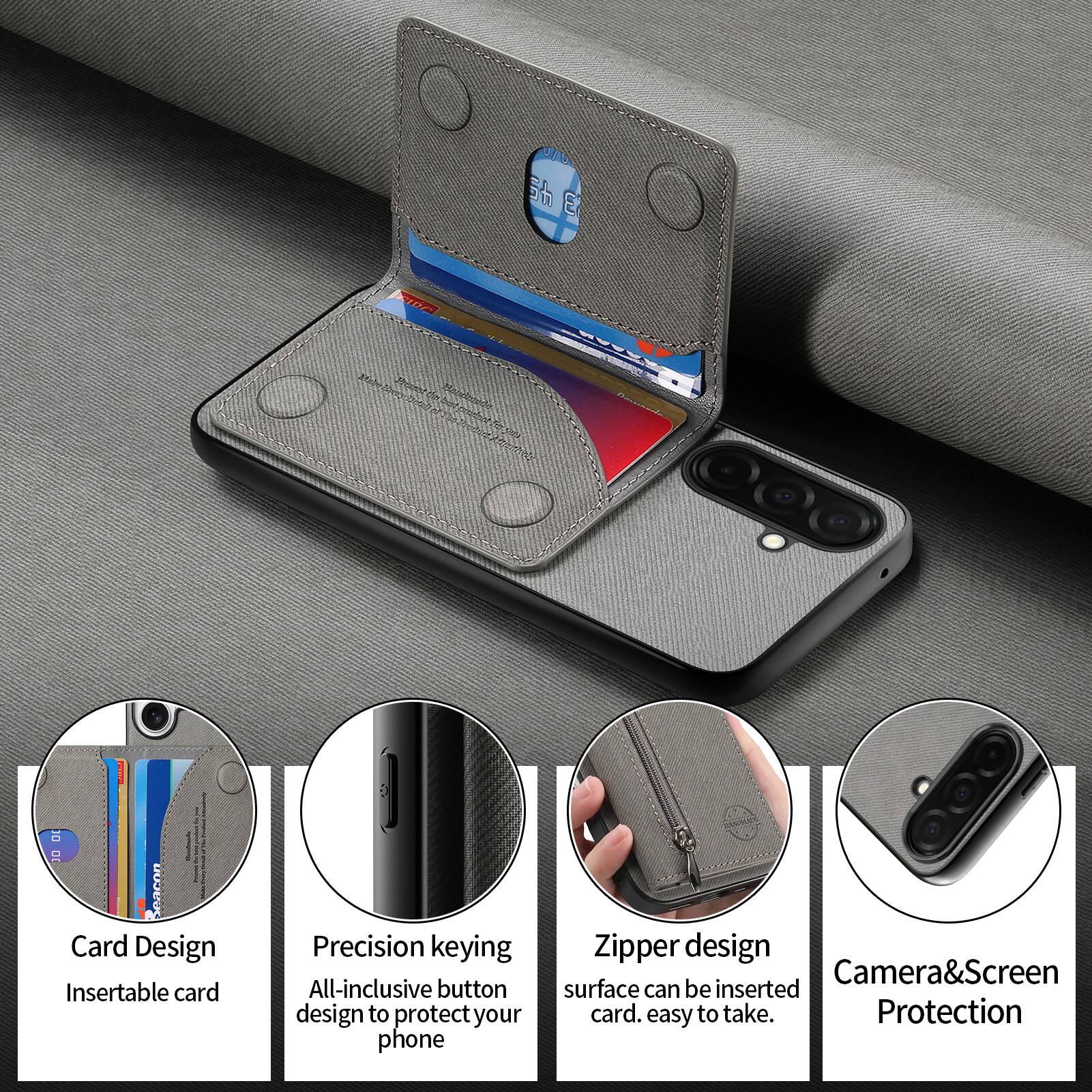 - Card Design: Insertable card
- Precision keying: All-inclusive button design to protect your phone
- Zipper design: Surface can be inserted card. easy to take.
- Camera&Screen Protection