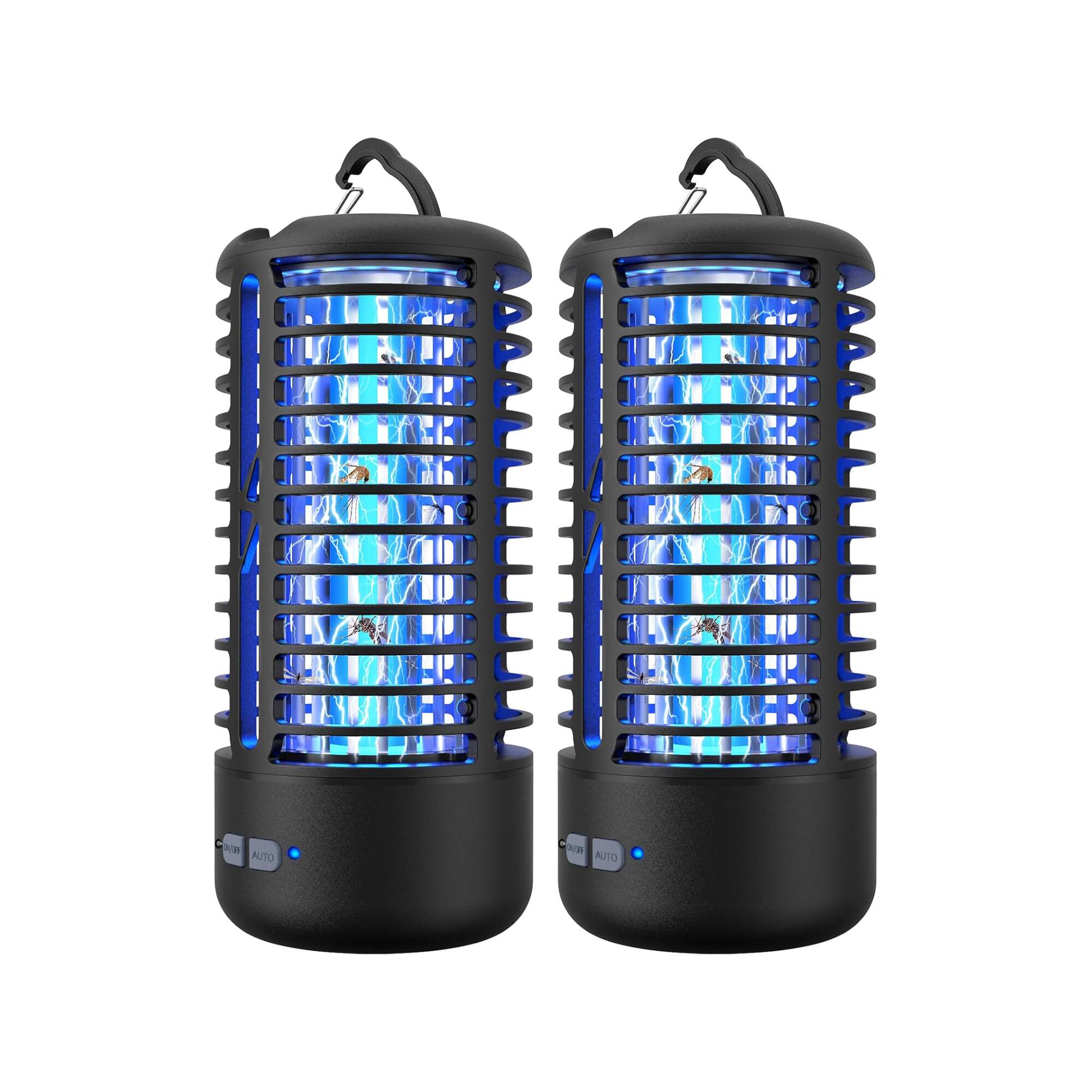 Front. Anysun - Portable Rechargeable Bug Zapper, Mosquito Killer for Indoor & Outdoor Fly Trap, 2 Pack - Black.