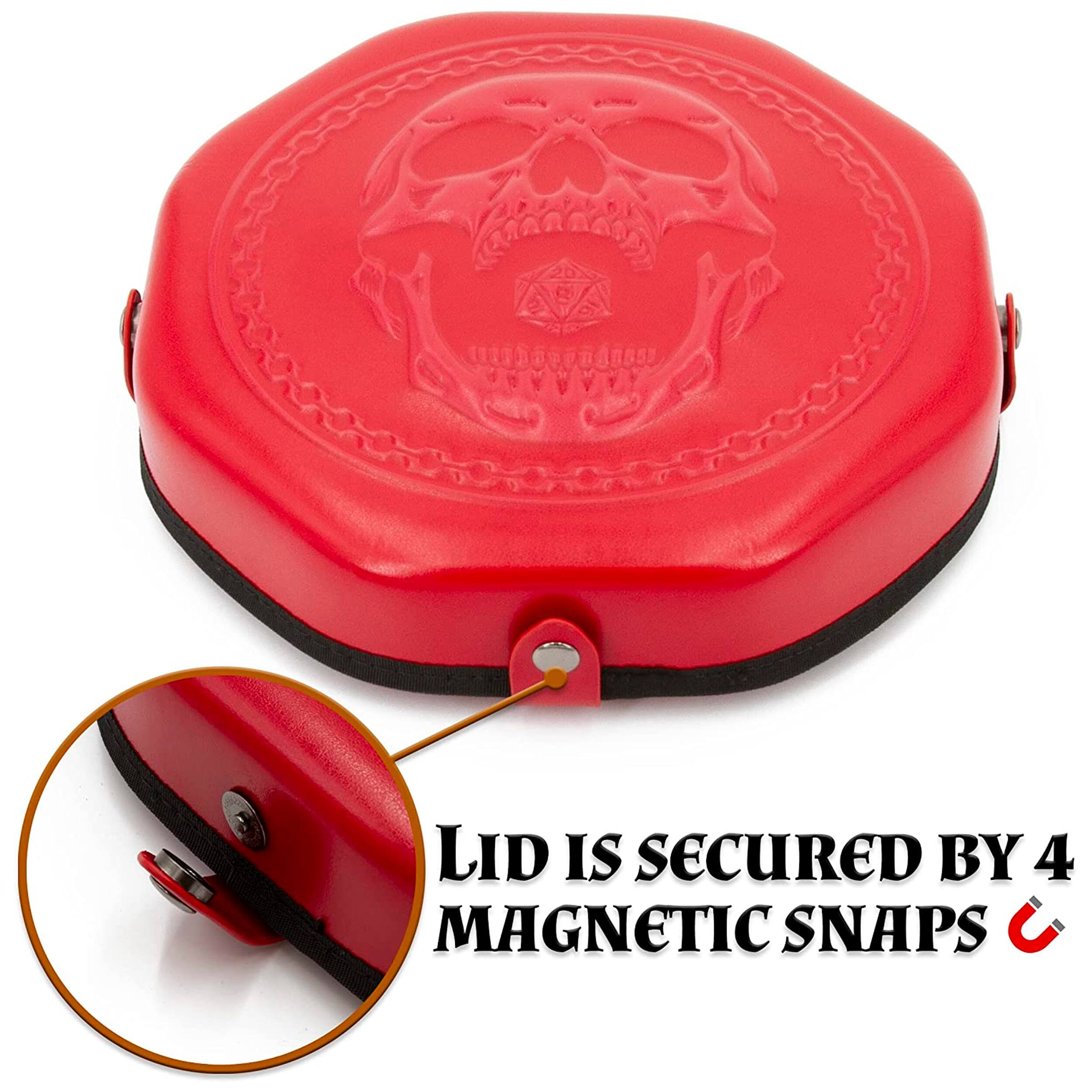 LID IS SECURED BY 4 MAGNETIC SNAPS