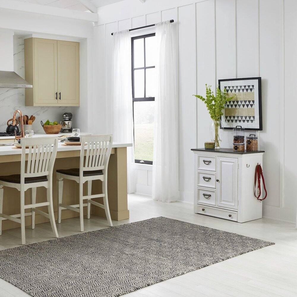 Alt View 5. Liberty Furniture Industries - Cabinet Cottage Home Storage Pet Food Bowl Drawer - White w/ Charcoal Tops - Wirebrushed White W/ Charcoal Tops.