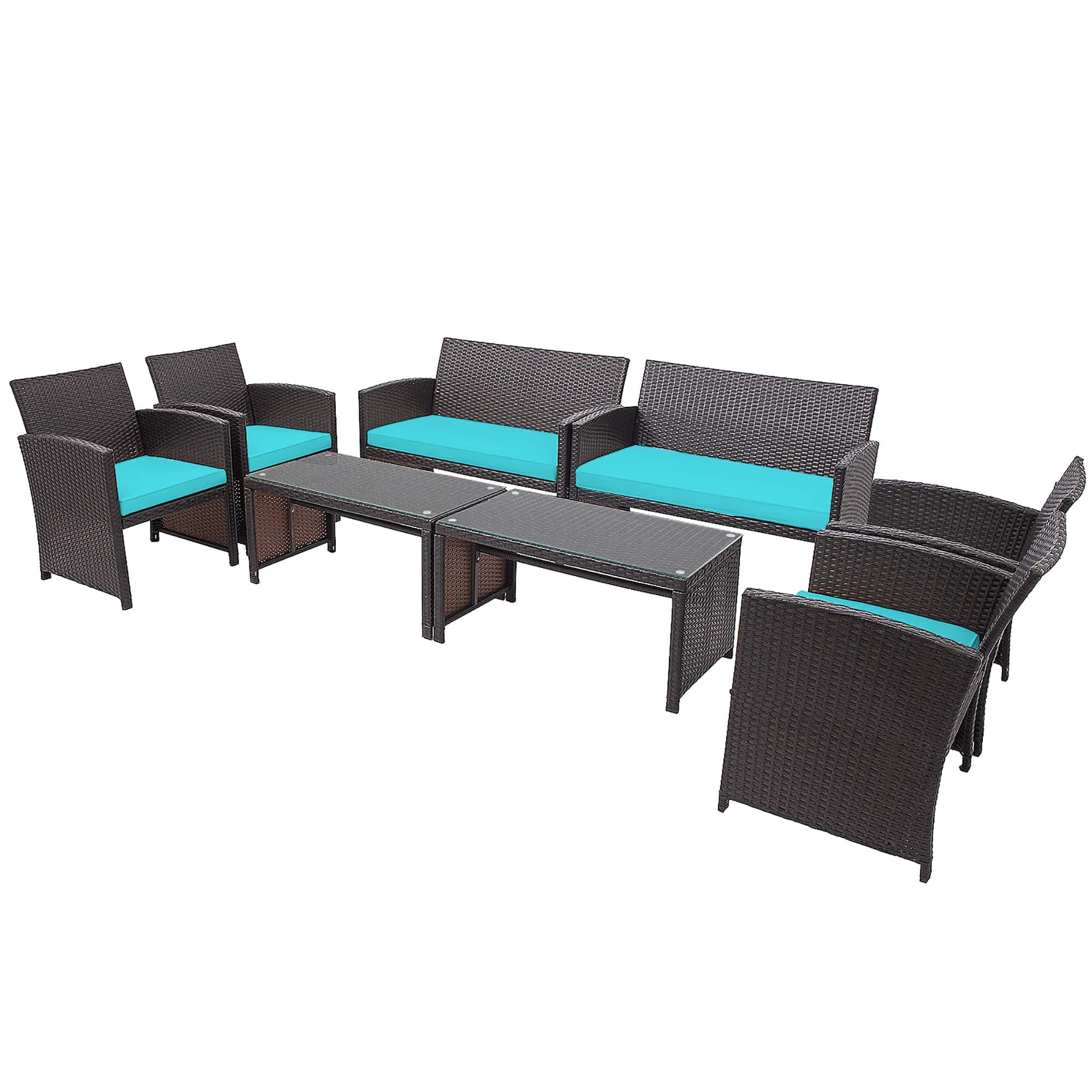 Costway - 8PCS Patio Rattan Furniture Set Cushioned Chair Sofa Table - Turquoise price history on PriceWatchPro