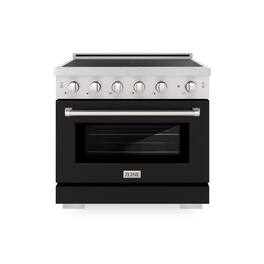 ZLINE - 36 in. 5.2 cu. ft. Paramount Freestanding Induction Range with 5 Burners and Electric Oven in Satin Steel w/ Black Door - Matte Black