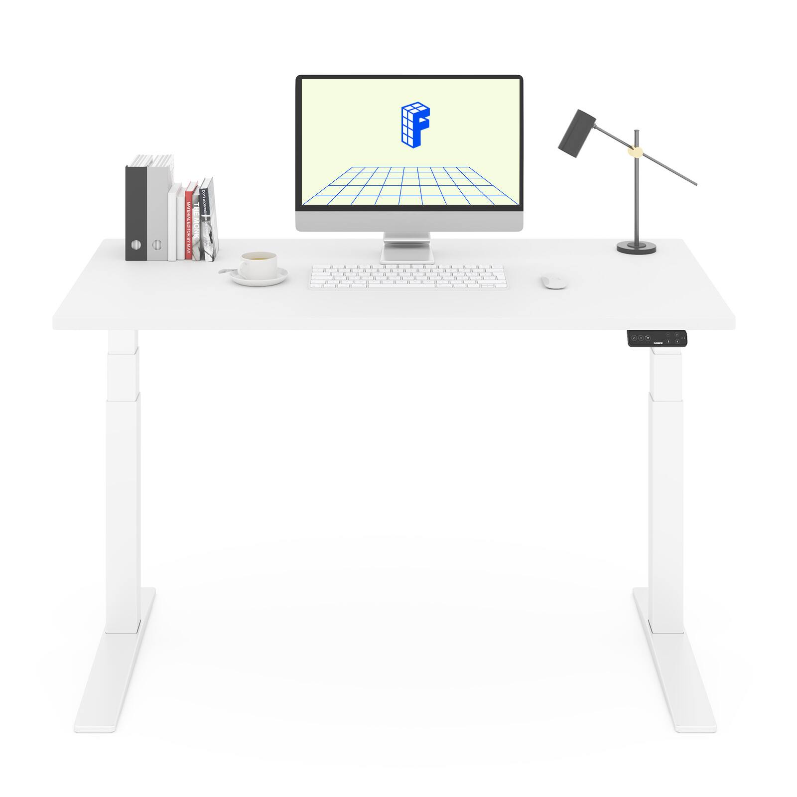 Back. FlexiSpot - FlexiSpot E7Pro 55''W Electric Adjustable Standing Desk Chipboard, White/White - White.