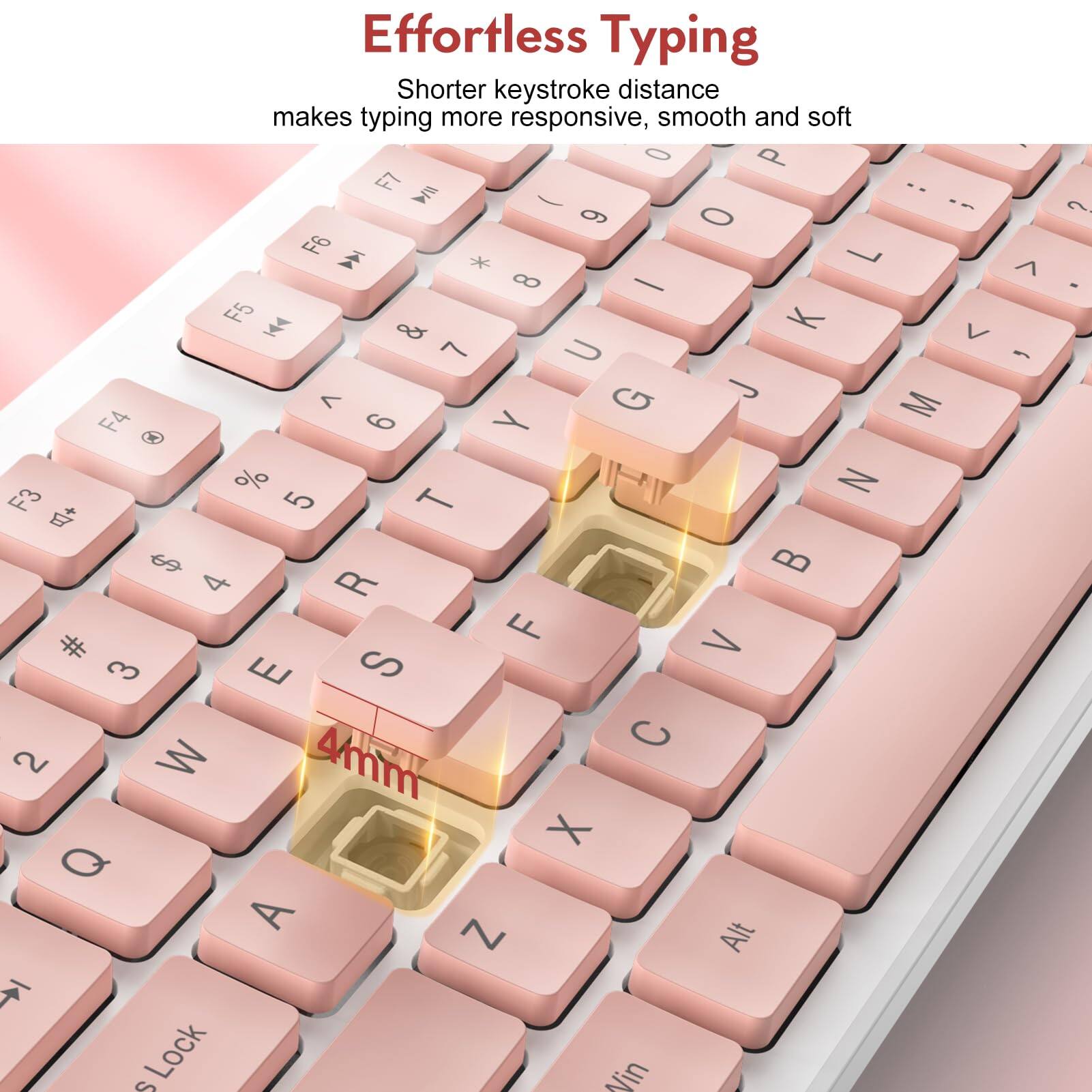 Effortless Typing

Shorter keystroke distance makes typing more responsive, smooth and soft

4mm