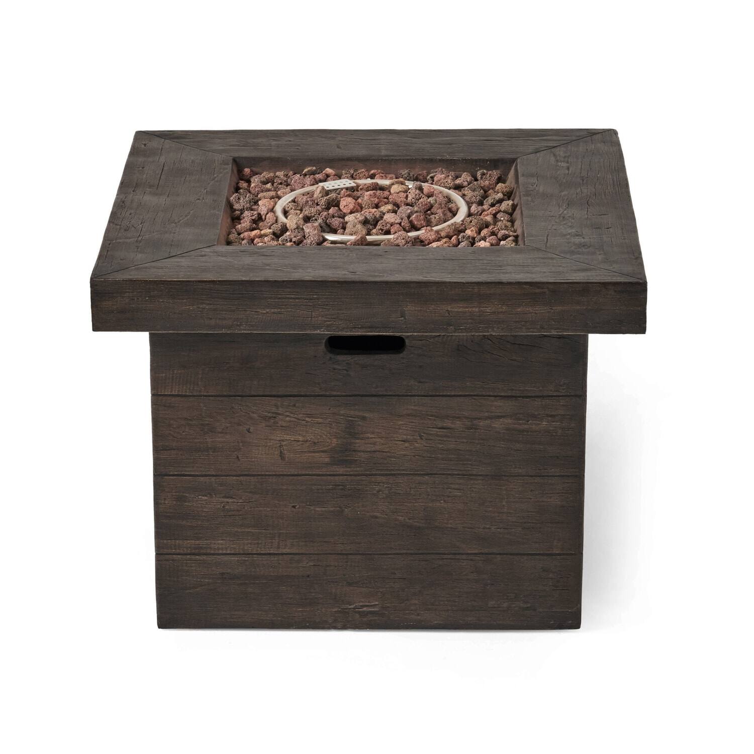 Alt View 4. Lirago - 32" Brown Square Wood Fire Pit Table 40,000 BTU Outdoor Firepit for Patio Garden - Brown.