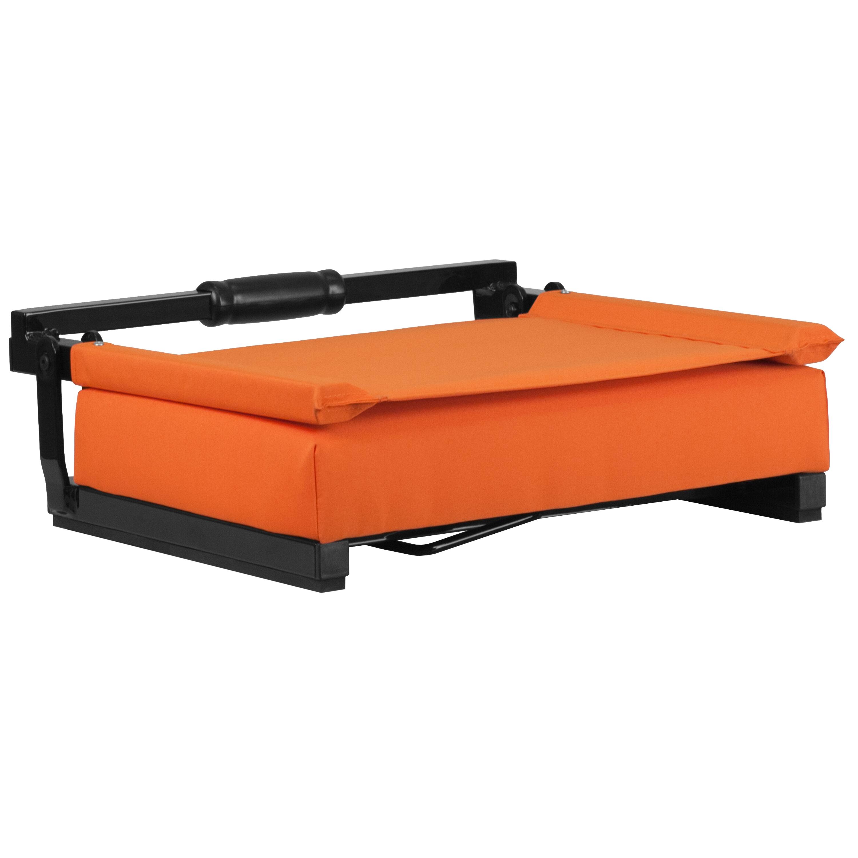 Alt View 3. Emma + Oliver - Set of 2 500 lb. Rated Lightweight Stadium Chair with Ultra-Padded Seat - Orange.