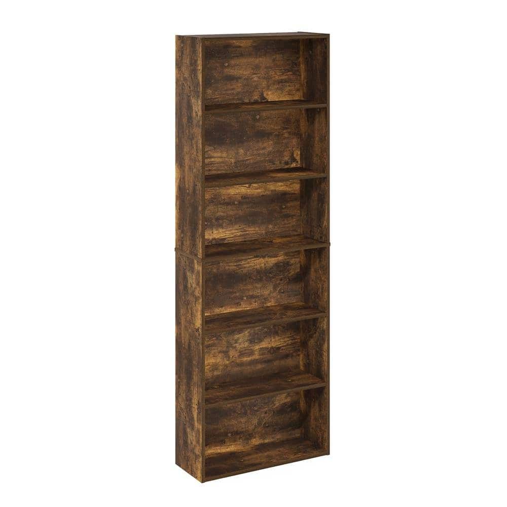 FurniFact - Wood Bookcase in Brown with Spacious Shelving for Organization - Amber Pine
