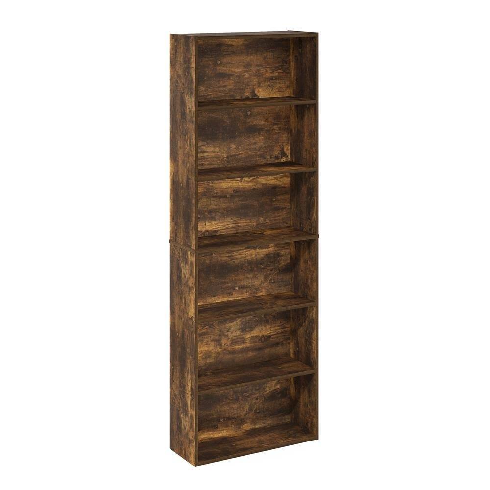 FurniFact - Wood Bookcase in Brown with Spacious Shelving for Organization - Amber Pine