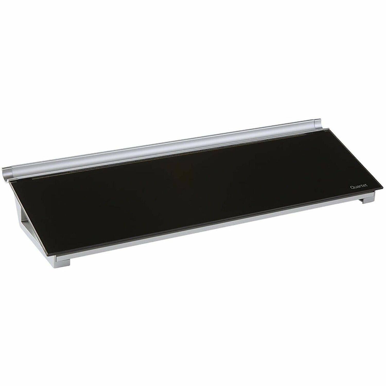 Front. Quartet - Quartet Glass Dry Erase Desktop Computer Pad 6" x 18" Black Glass Surface Rectangle Horizontal Desktop - Silver.