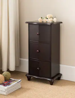 Kings Brand Furniture - Norwalk 3-Drawer Accent Cabinet, Cherry - Dark Brown