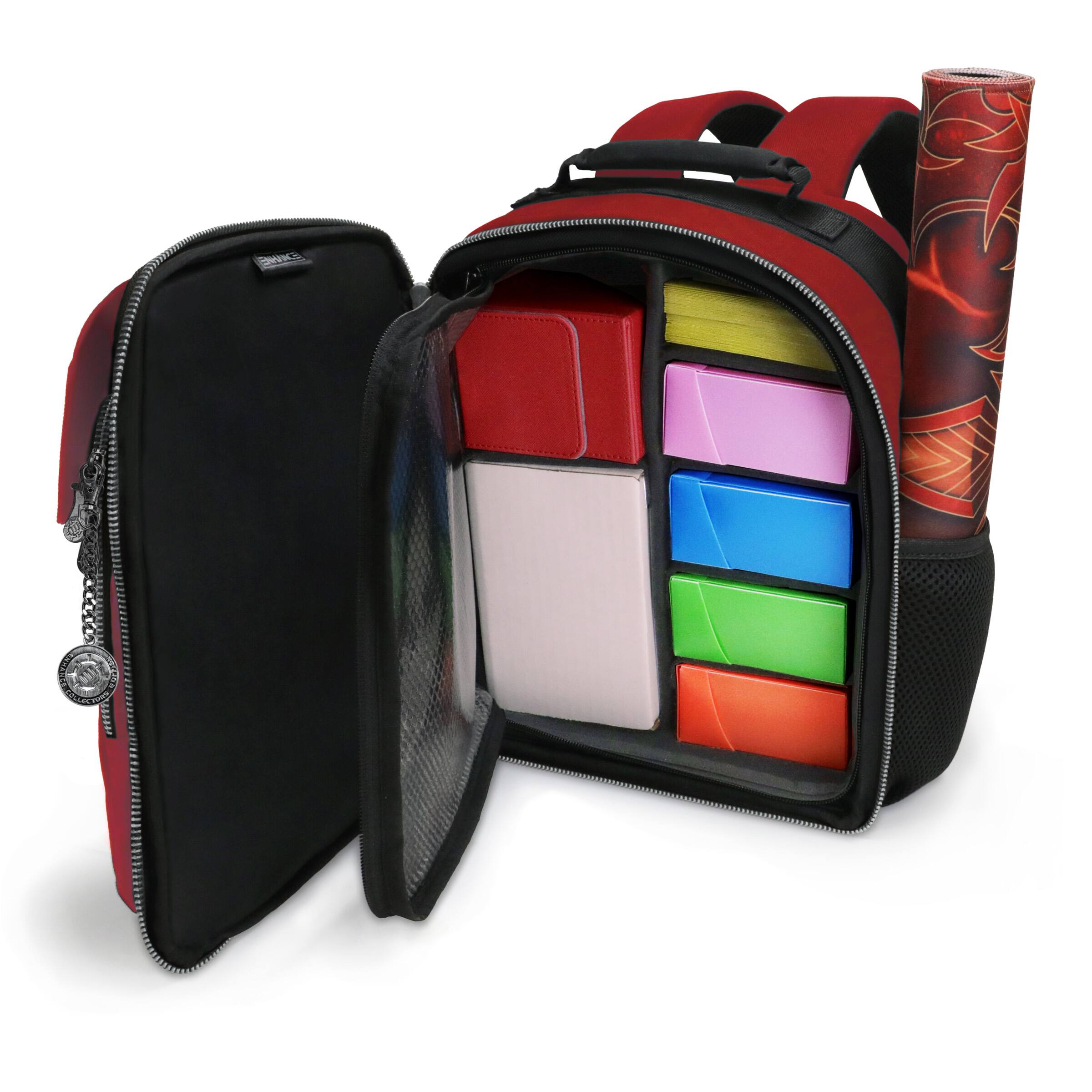 Front. ENHANCE - ENHANCE Collector's Edition Small MTG Backpack for Deck Boxes (Dragon Red) - Dragon Red.