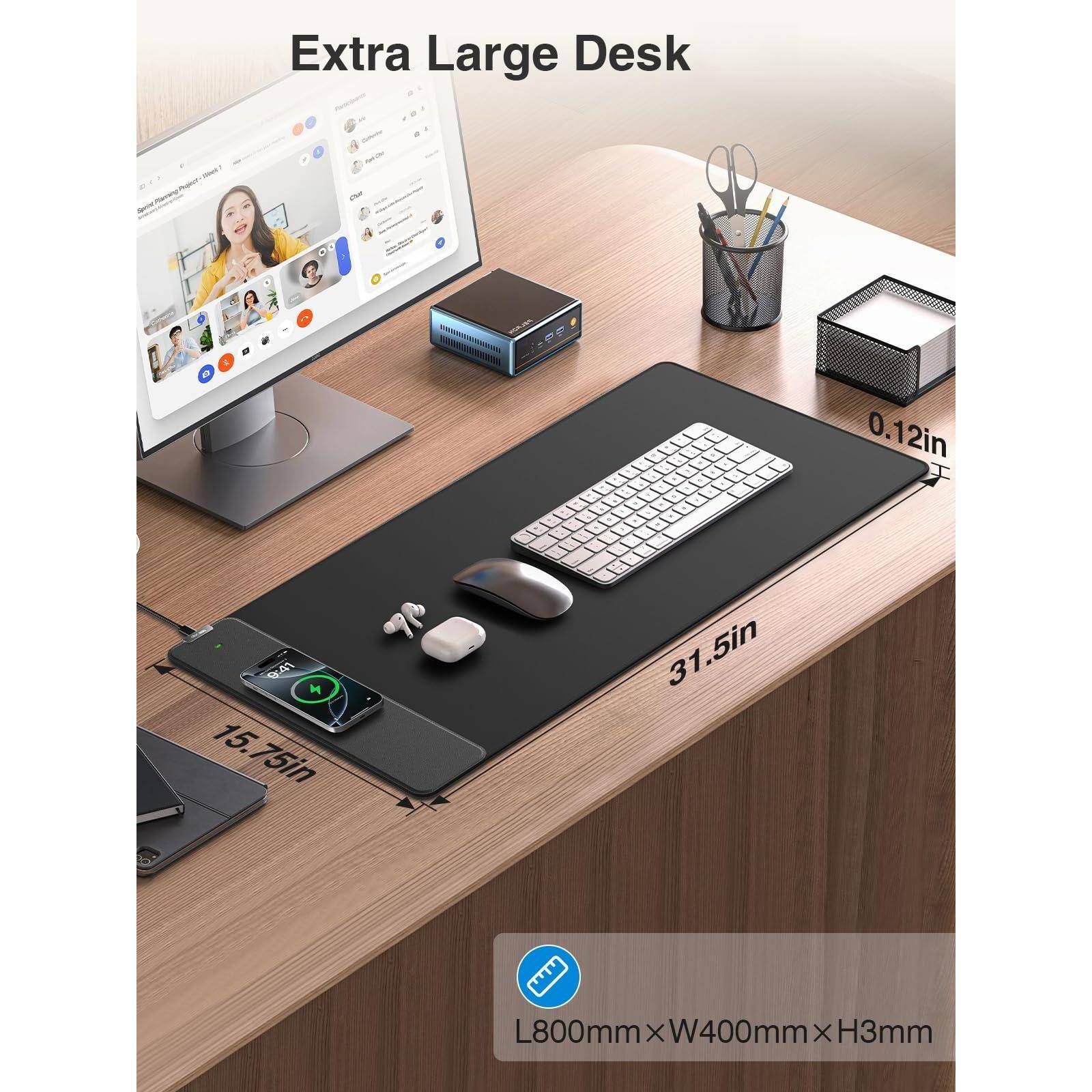 Extra Large Desk

- L800mm x W400mm x H3mm
- 31.5in x 15.75in x 0.12in