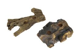 Things2Die4 - Set of 2 Natural Gamal Root Wood Double Tealight Candle Holders - Large - Brown