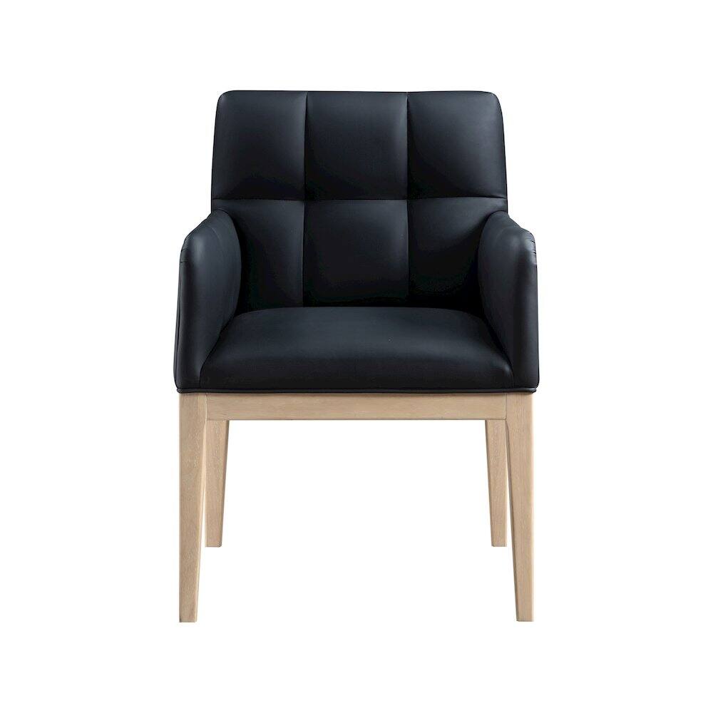 Alt View 1. Meridian Furniture - Adrian Black Vegan Leather Dining Arm Chair, Set of 2 - Black.
