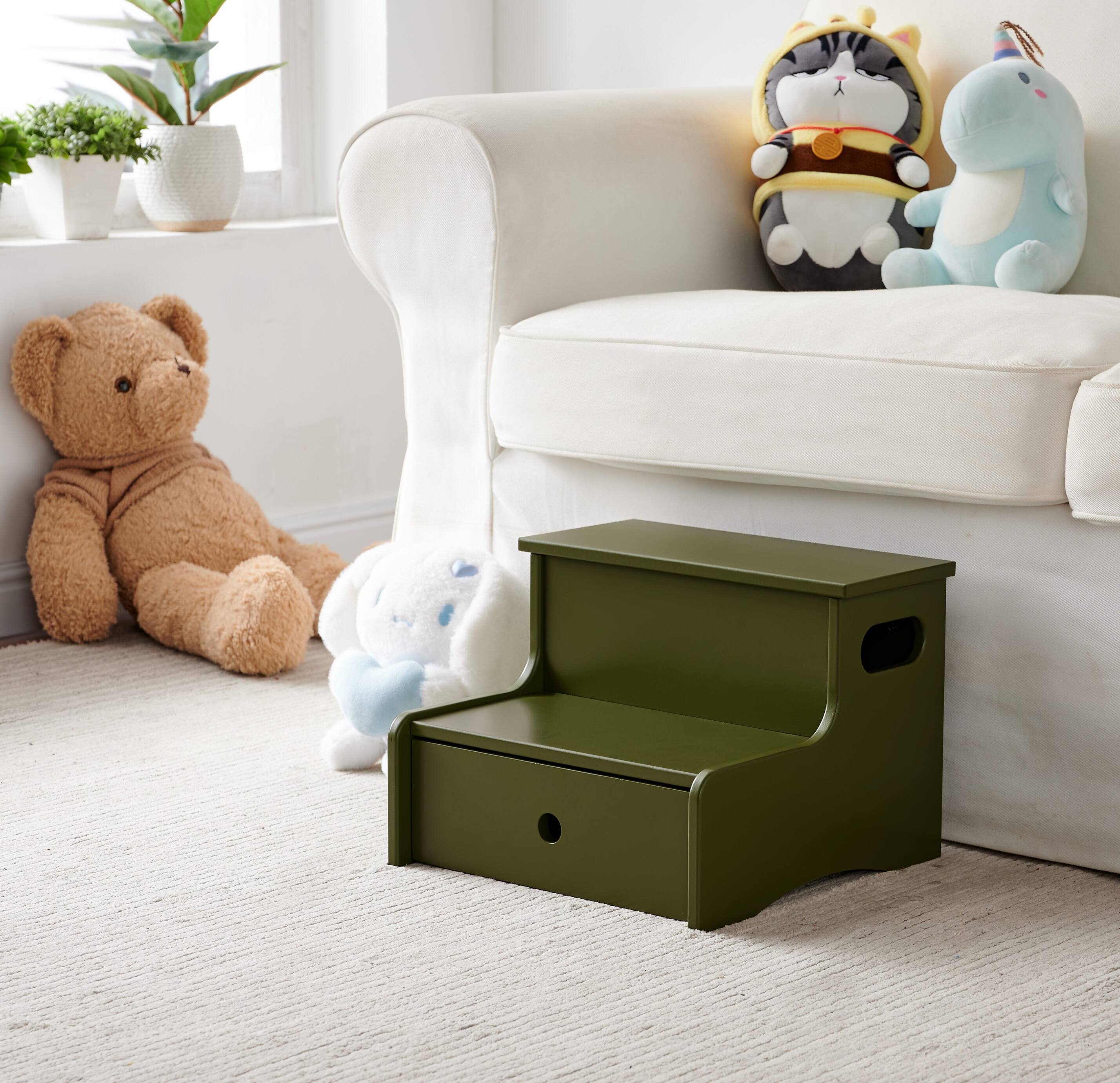 Alt View 3. Kings Brand Furniture - Kings Brand Furniture Wooden Toddler Step Stool for Kids with Storage for Bedroom, Bathroom & Kitchen - Caviar.