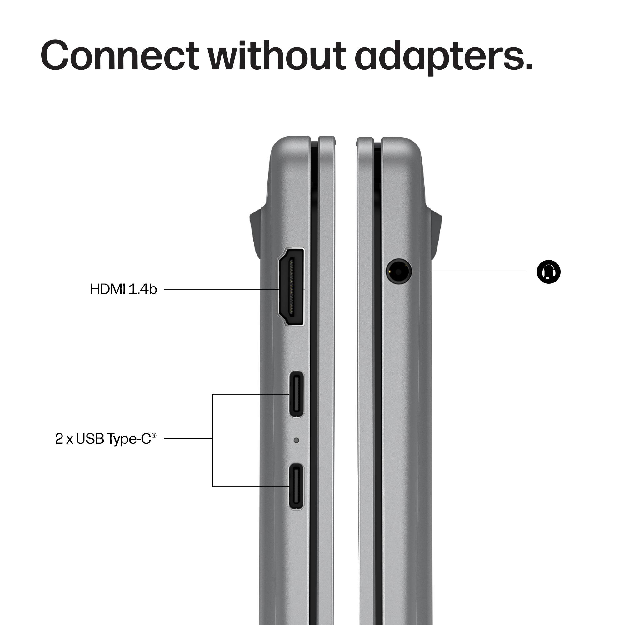 Connect without adapters.

HDMI 1.4b

2 x USB Type-C