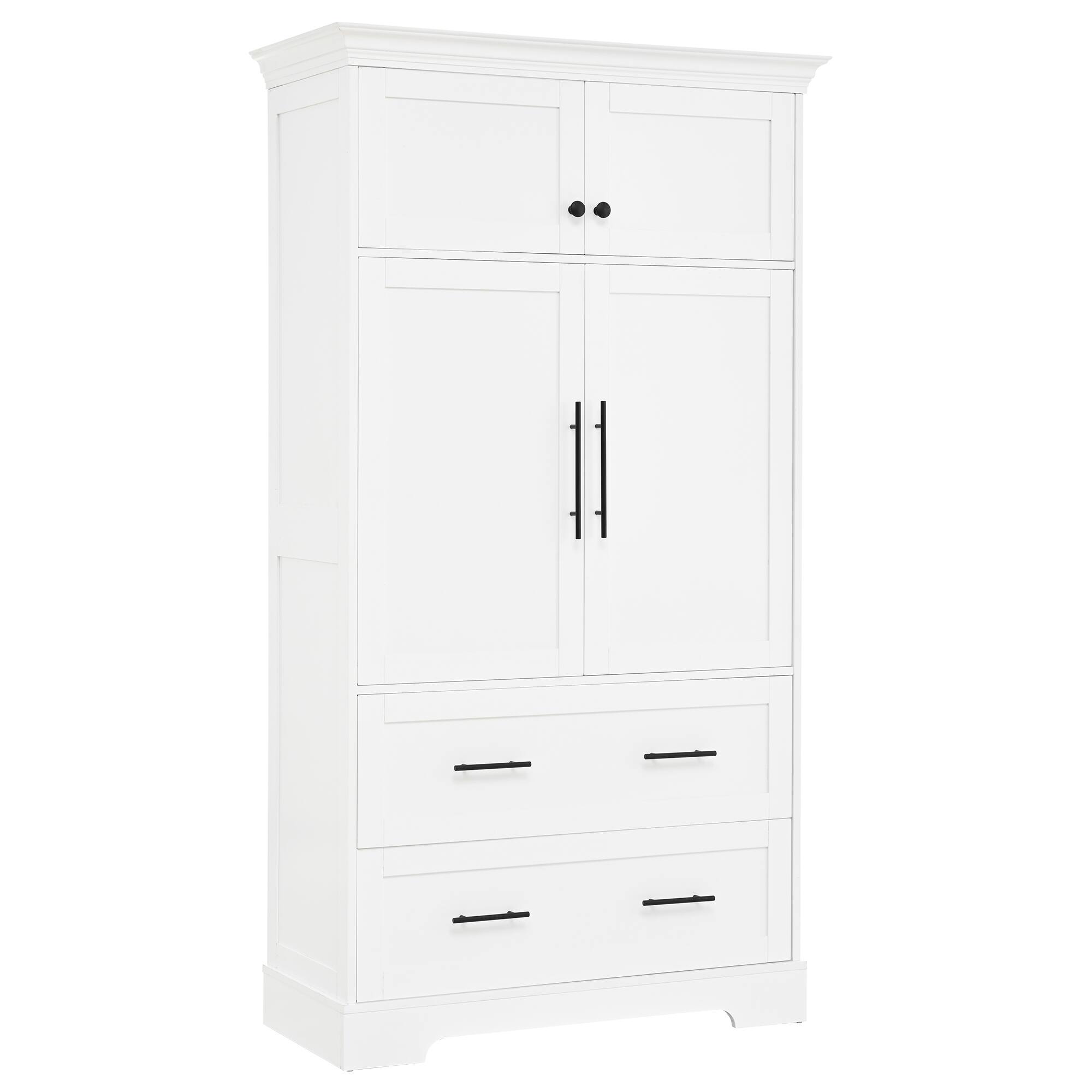 Alt View 7. Forest'nSky - 72.6" Farmhouse Kitchen Pantry, 40" Wide with Pull-Out Trays & Cake Pan Storage Organizer, White - White.