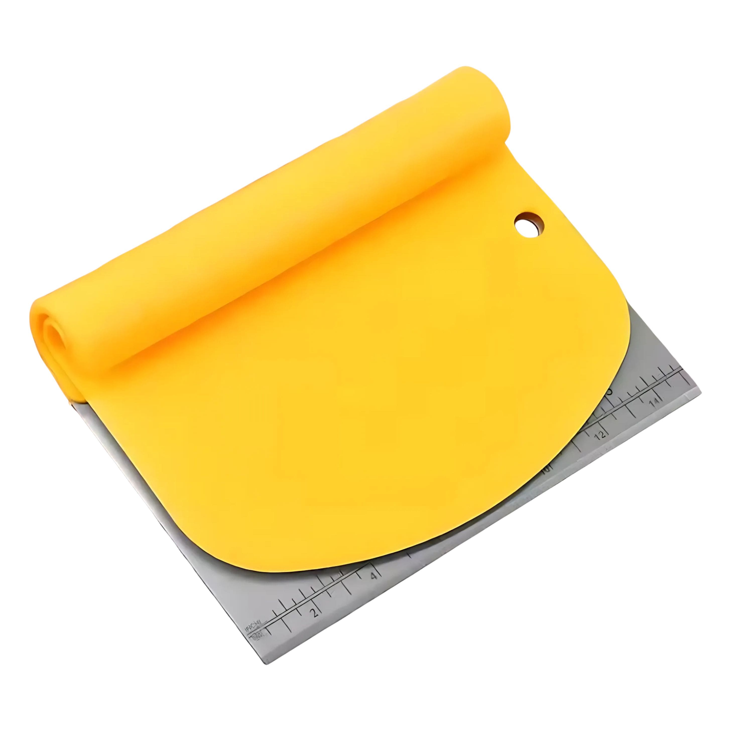 Kitcheniva - 2-in-1 Stainless Steel Bench Scraper Dough Cutter With Scale & Roll Handle - Silver/Yellow price history on PriceWatchPro