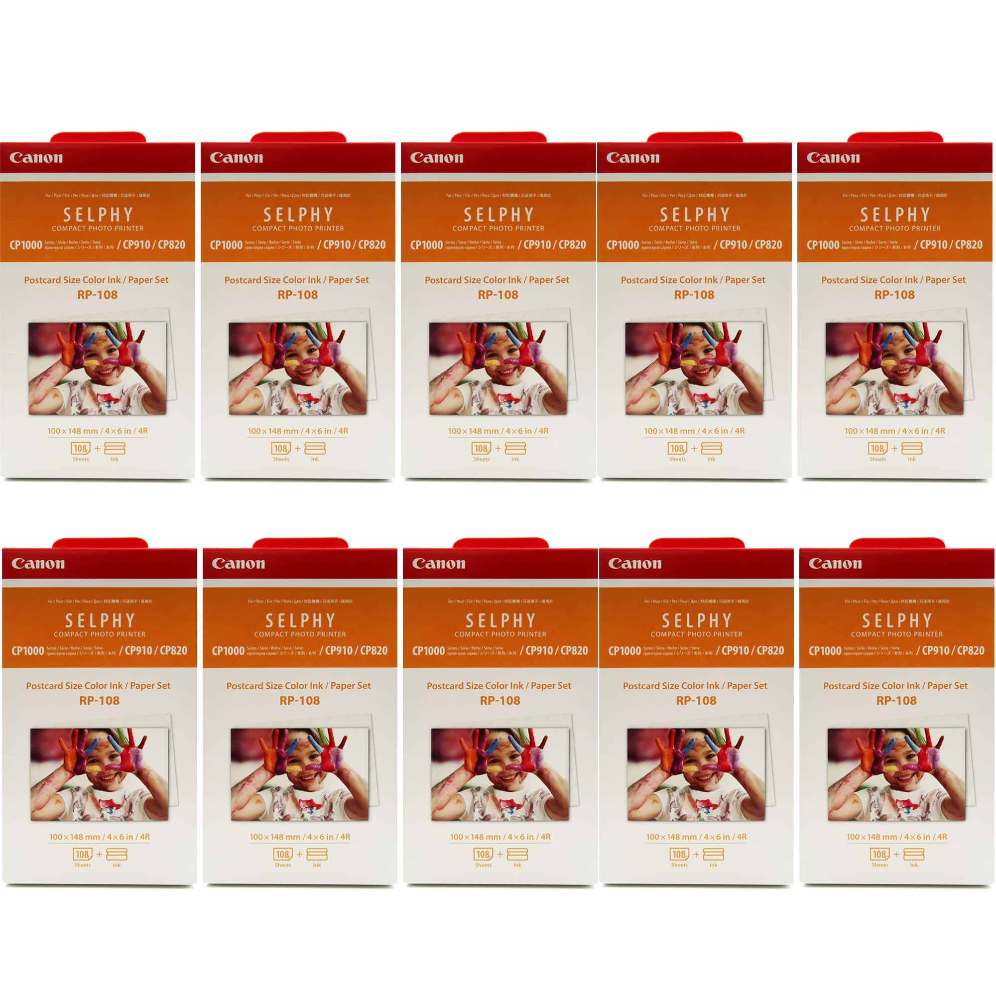 10 Packs Canon RP-108 High-Capacity Color Ink / Paper Set for SELPHY CP Printer