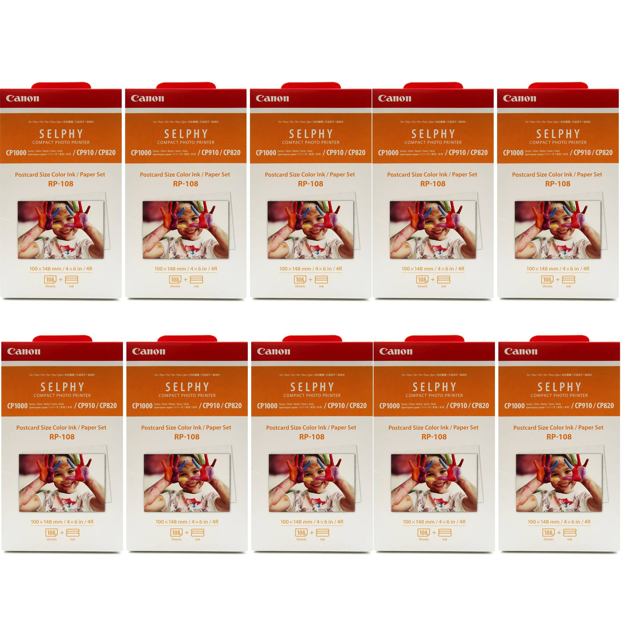 10 Packs Canon RP-108 High-Capacity Color Ink / Paper Set for SELPHY CP Printer