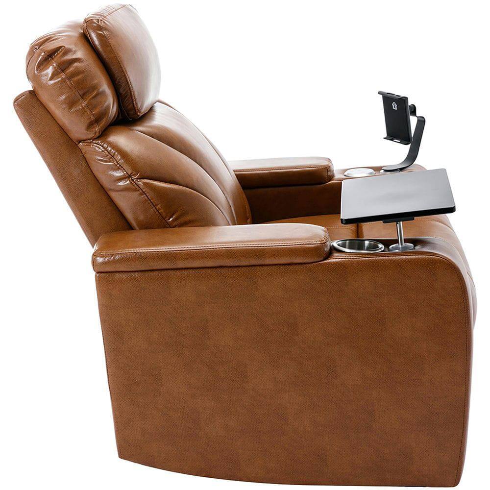 Alt View 10. Kadyn - Power Motion Electric Recliner with USB Port, Hidden Arm Storage, Cup Holder & Bluetooth Speaker - Brown.