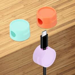 Unique Bargains - 3pcs Magnetic Spring Desk Cable Management Clips Adhesive Cord Holder Keeper for Office Desktop Wall Car - Purple/Blue/Orange