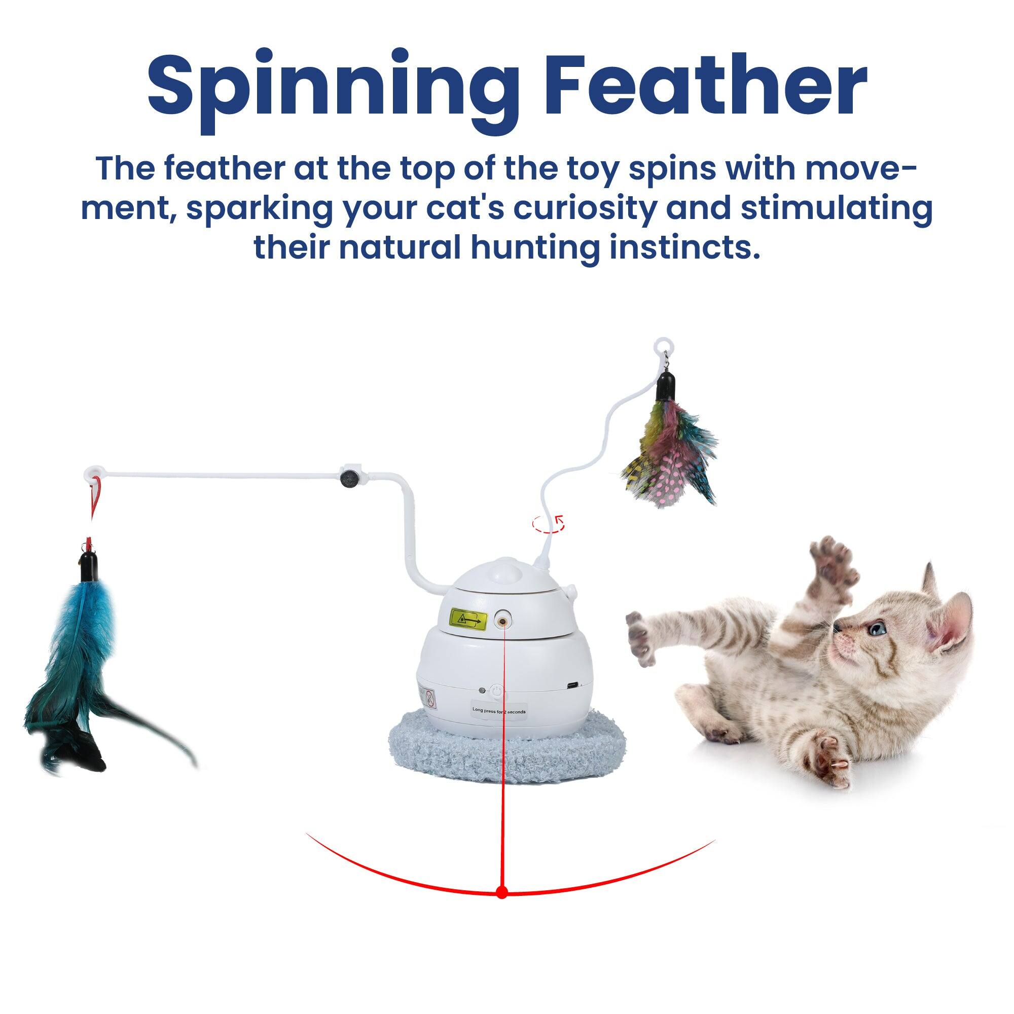 Spinning Feather  
The feather at the top of the toy spins with movement, sparking your cat's curiosity and stimulating their natural hunting instincts.
