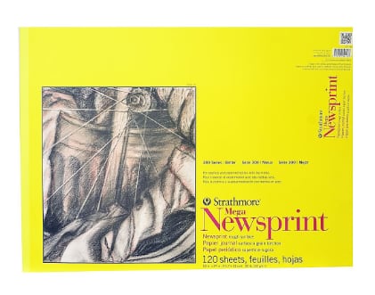 Strathmore - 300 Series 24" x 18" Tape Bound Newsprint Sketch Pad, 120 Sheets/Pad (STTP3074181) - White