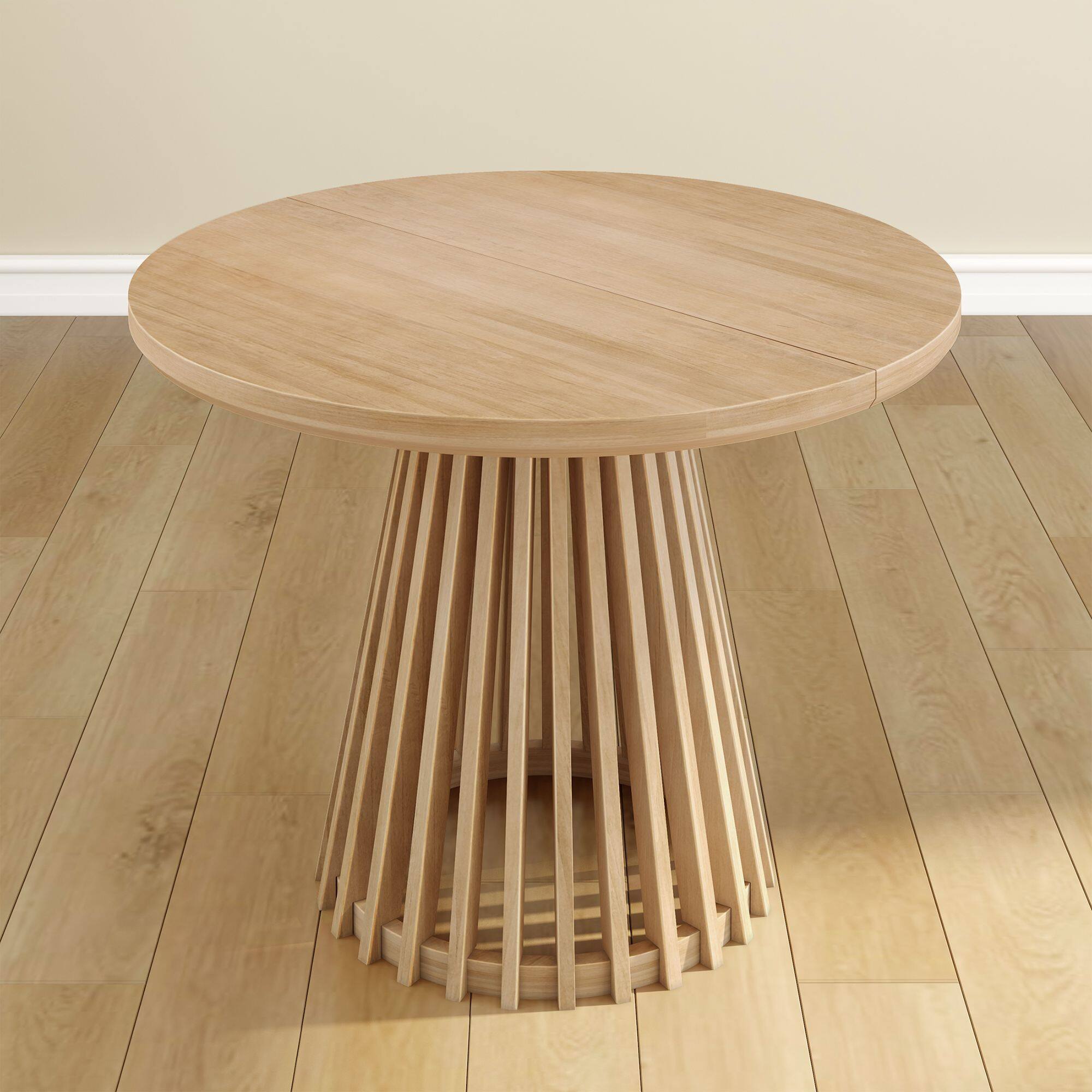 Alt View 6. Plank+Beam - Lido Round Dining Table (38in / 966mm)|| Blonde - Blonde.