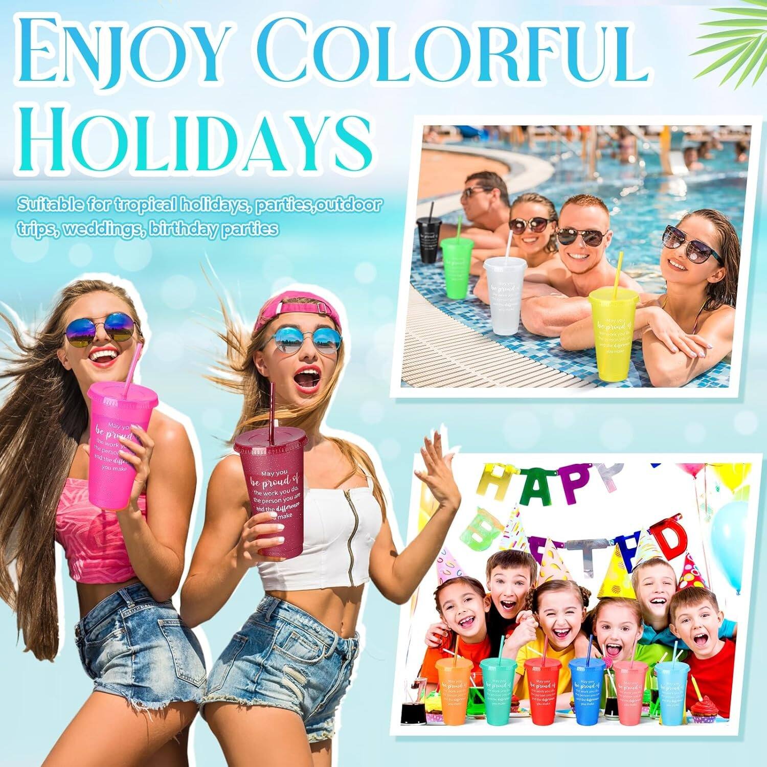 ENJOY COLORFUL HOLIDAYS

Suitable for tropical holidays, parties, outdoor trips, weddings, birthday parties.