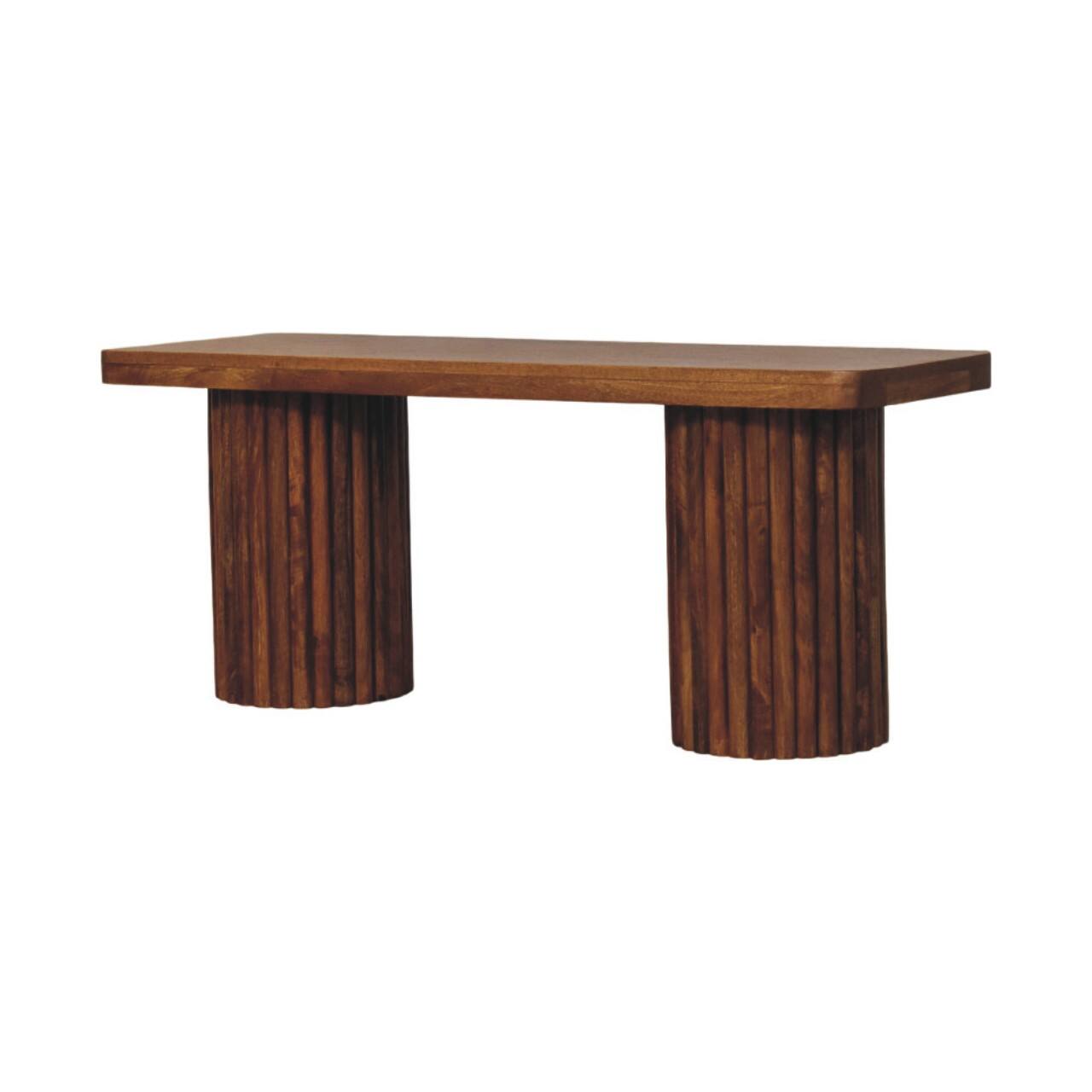 Left. Artisan Furniture - Artisan Furniture Solid Wood Astoria Fluted Bench, Brown - Brown.