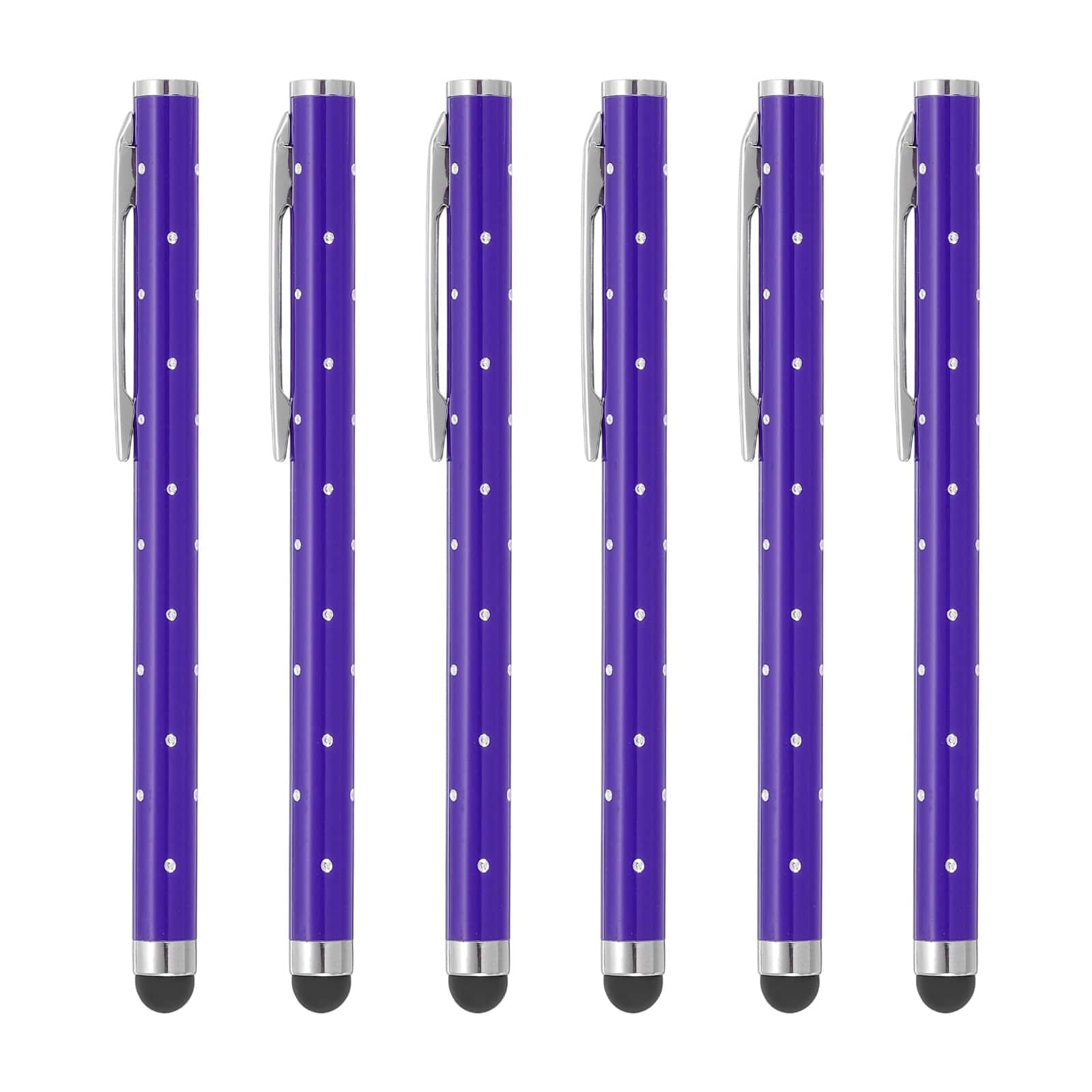 Unique Bargains - Stylus Pens for Touch Screens, 6pcs High Precision Universal Bling Metal Capacitive Pen for Touch Screen Devices Phone - Purple