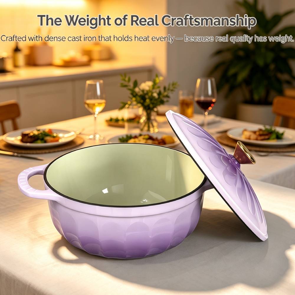 The Weight of Real Craftsmanship  
Crafted with dense cast iron that holds heat evenly — because real quality has weight.