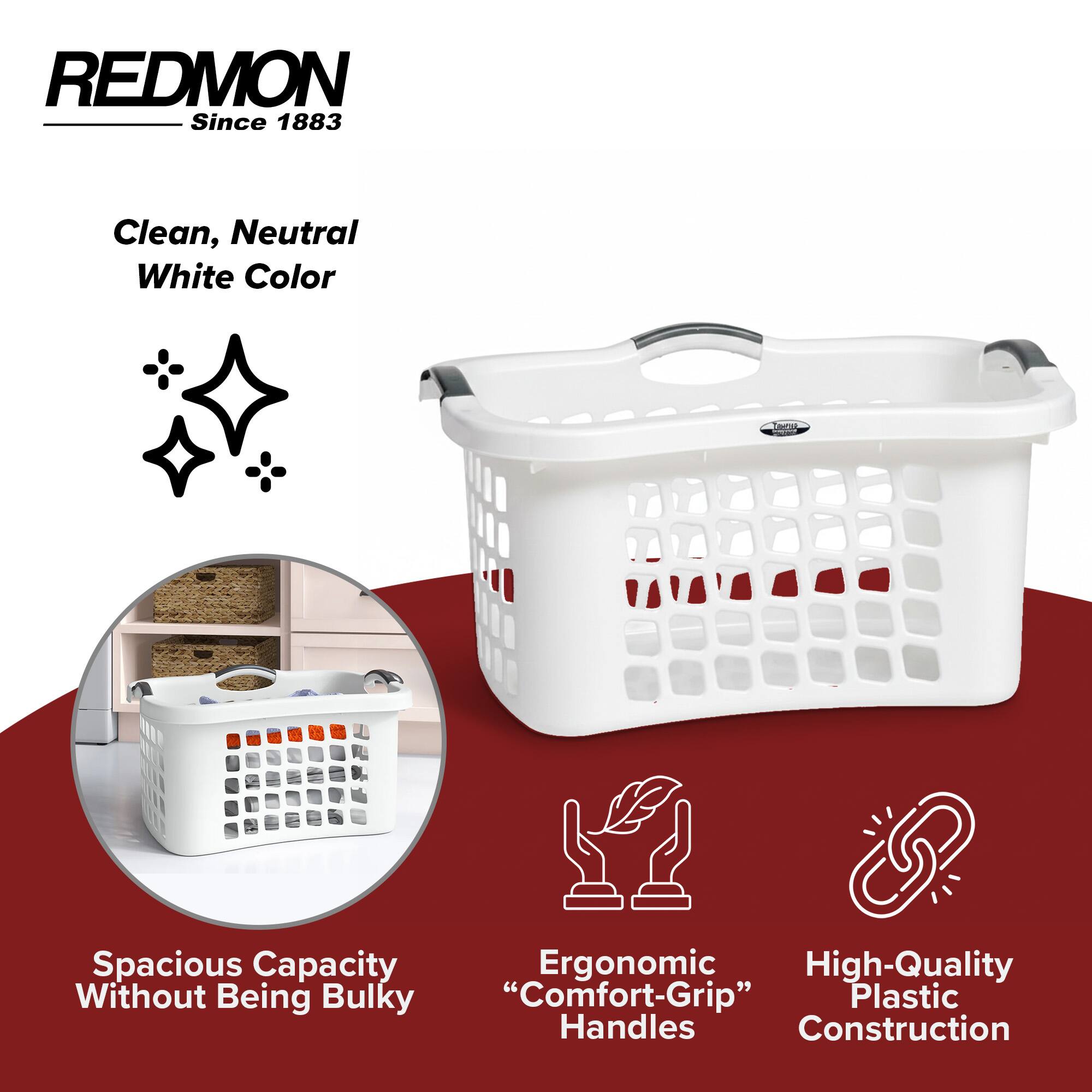 REDMON Since 1883  
Clean, Neutral White Color  
Spacious Capacity Without Being Bulky  
Ergonomic "Comfort-Grip" Plastic Handles  
High-Quality Construction