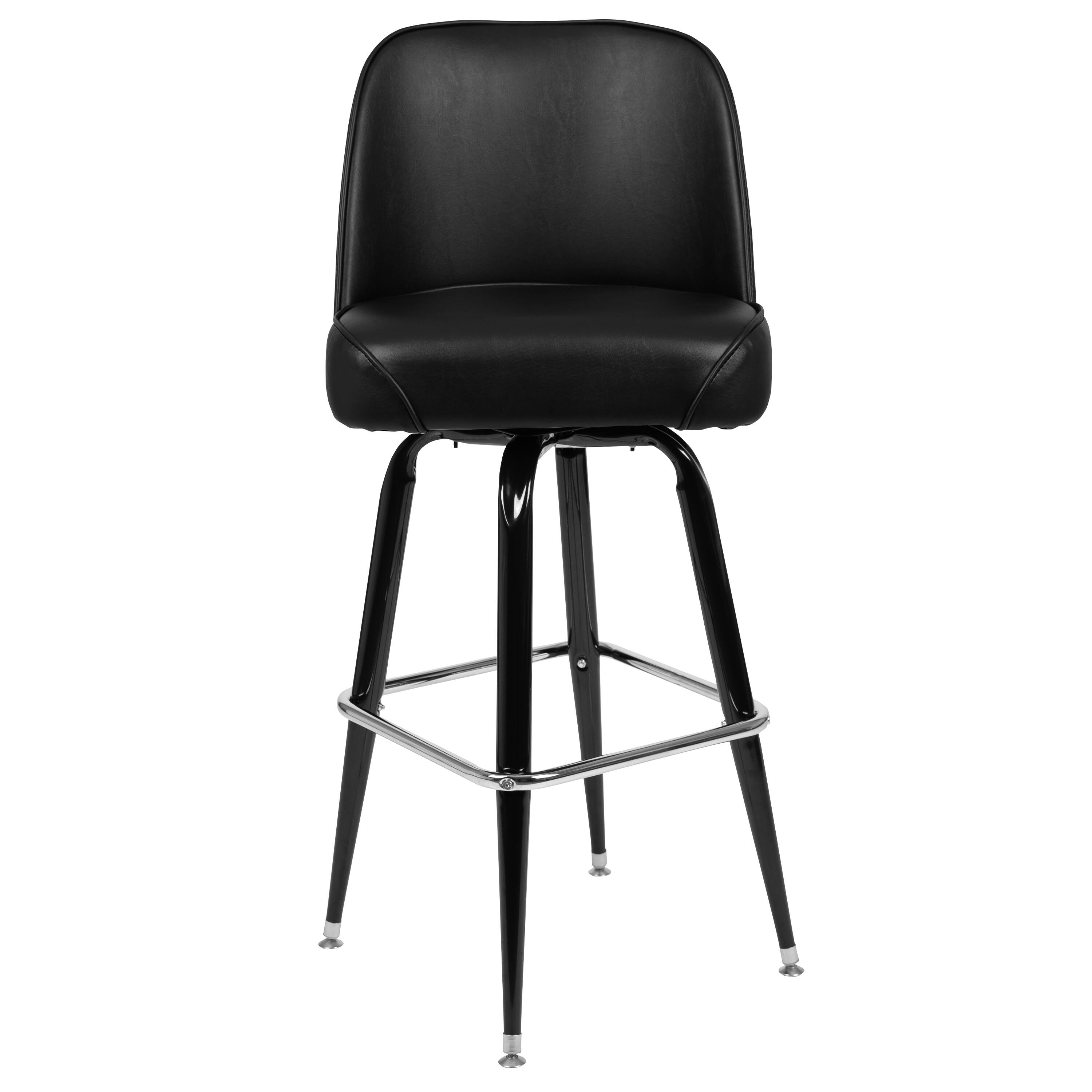 Alt View 11. Alamont Home - James Metal Barstool with Swivel Black Vinyl Upholstered Bucket Seat and Footrest - Black.