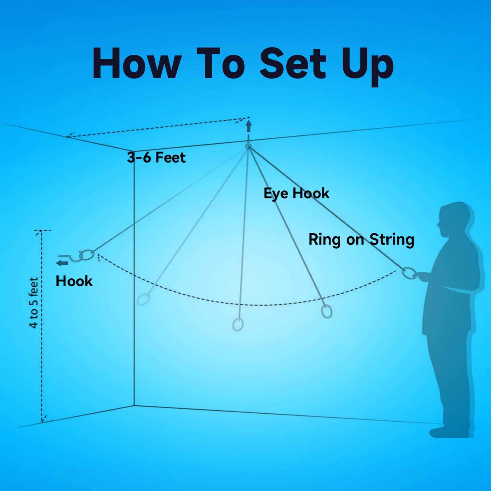 How To Set Up 3-6 Feet Eye Hook Ring on String 4 to 5 Feet Hook