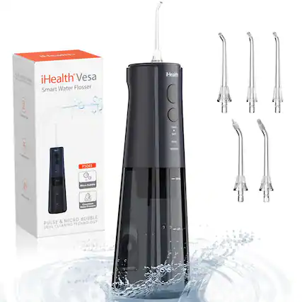 iHealth Vesa Smart Water Flosser iHealth 1A 2 CLEAN 10 5 - PAA H - F5043 Micro-bubble Consistent Water Pressure PULSE & MICRO-BUBBLE TECHNOLOGY DUAL CLEANING TECHNOLOGY