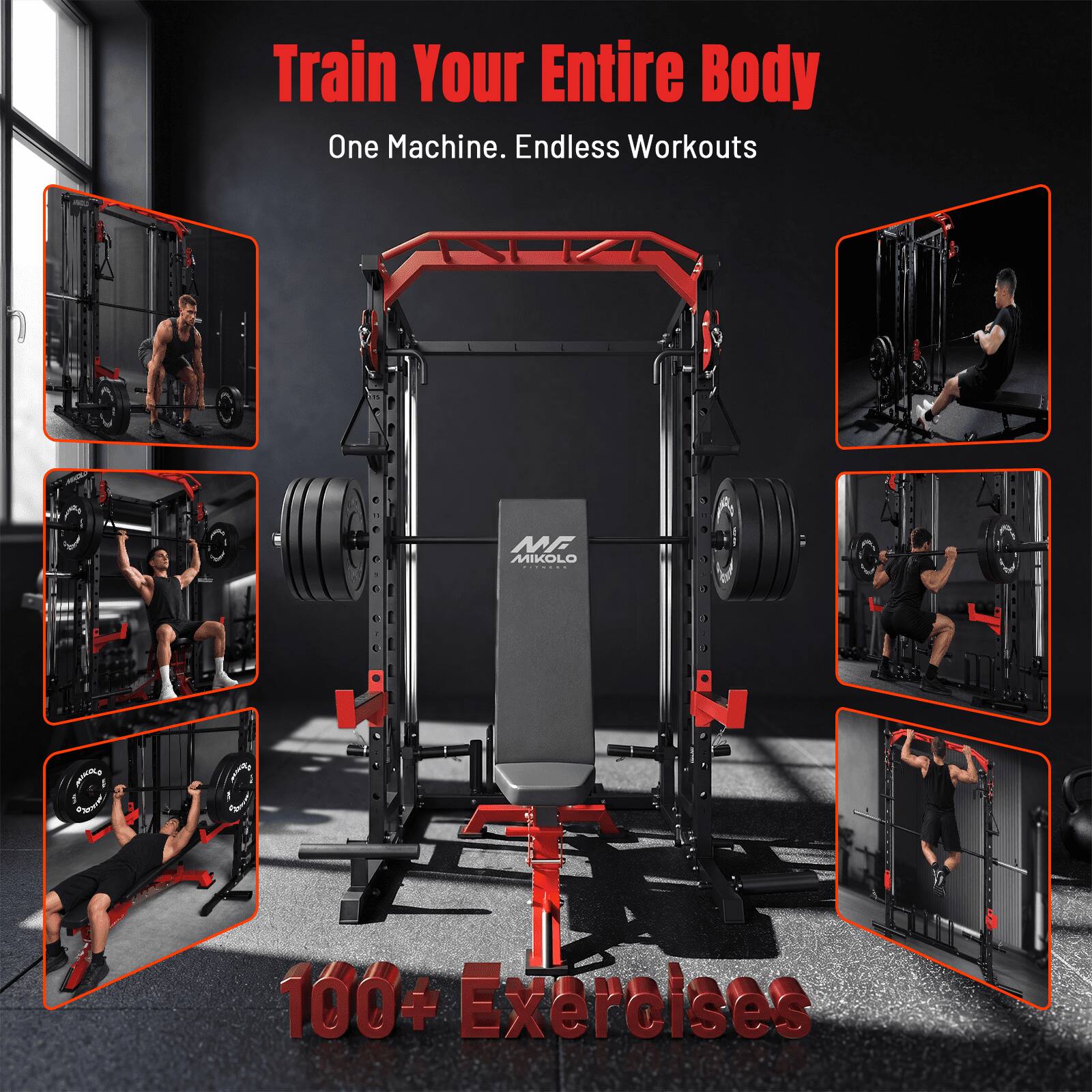Train Your Entire Body  
One Machine. Endless Workouts  
100+ Exercises