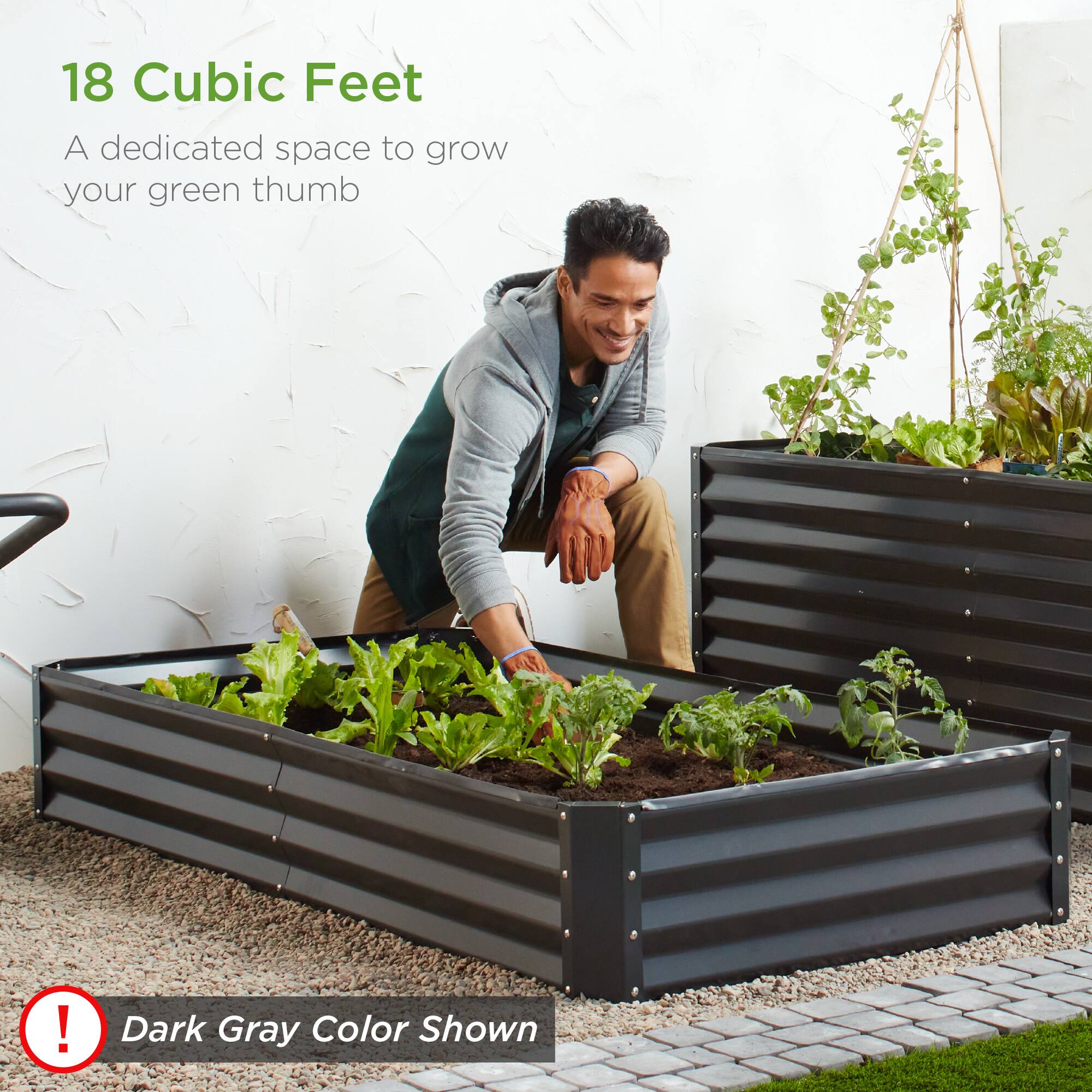 18 Cubic Feet  
A dedicated space to grow your green thumb  

Dark Gray Color Shown