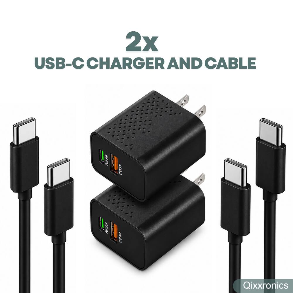 2x USB-C Charger and Cable  
Qixxronics